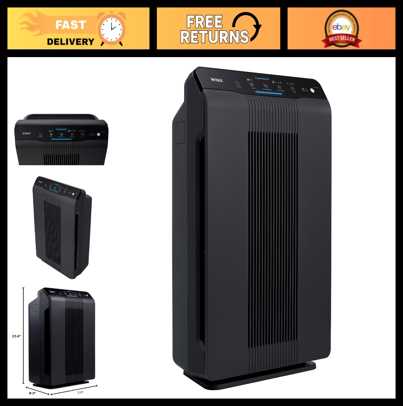 Air Purifier with True HEPA Filter, PlasmaWave Technology & Washable Carbon Filt0