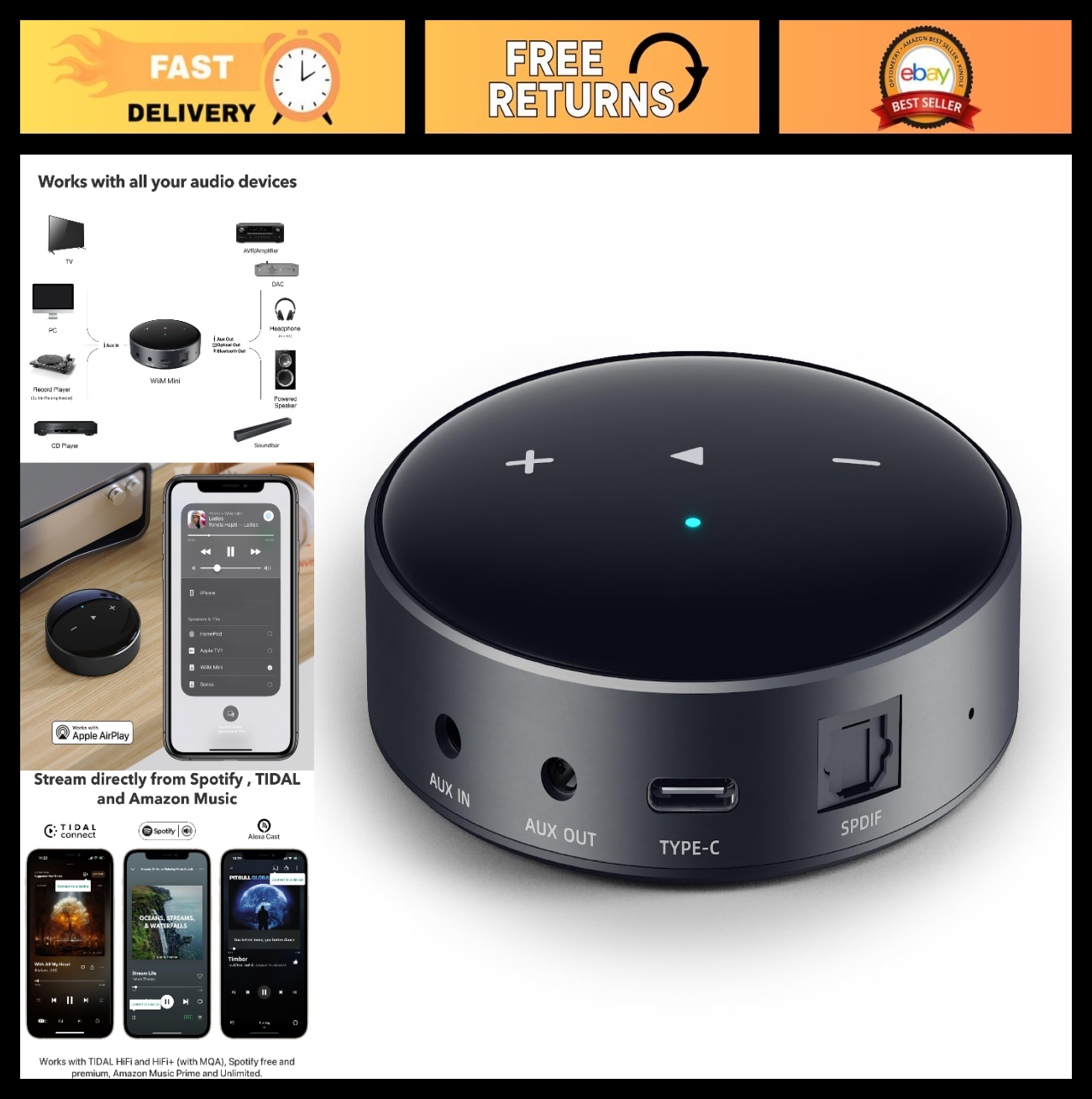 Wireless Audio Streamer, AirPlay 2, Multiroom Stereo Preamplifier, Alexa & Siri0