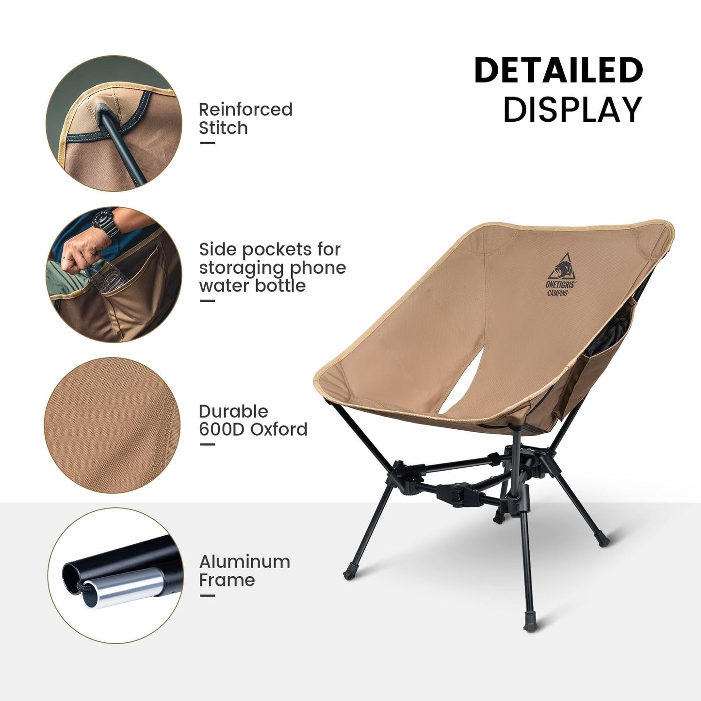 Lightweight Folding Camping Chair - Portable Backpacking Seat, 330 lbs Capacity5