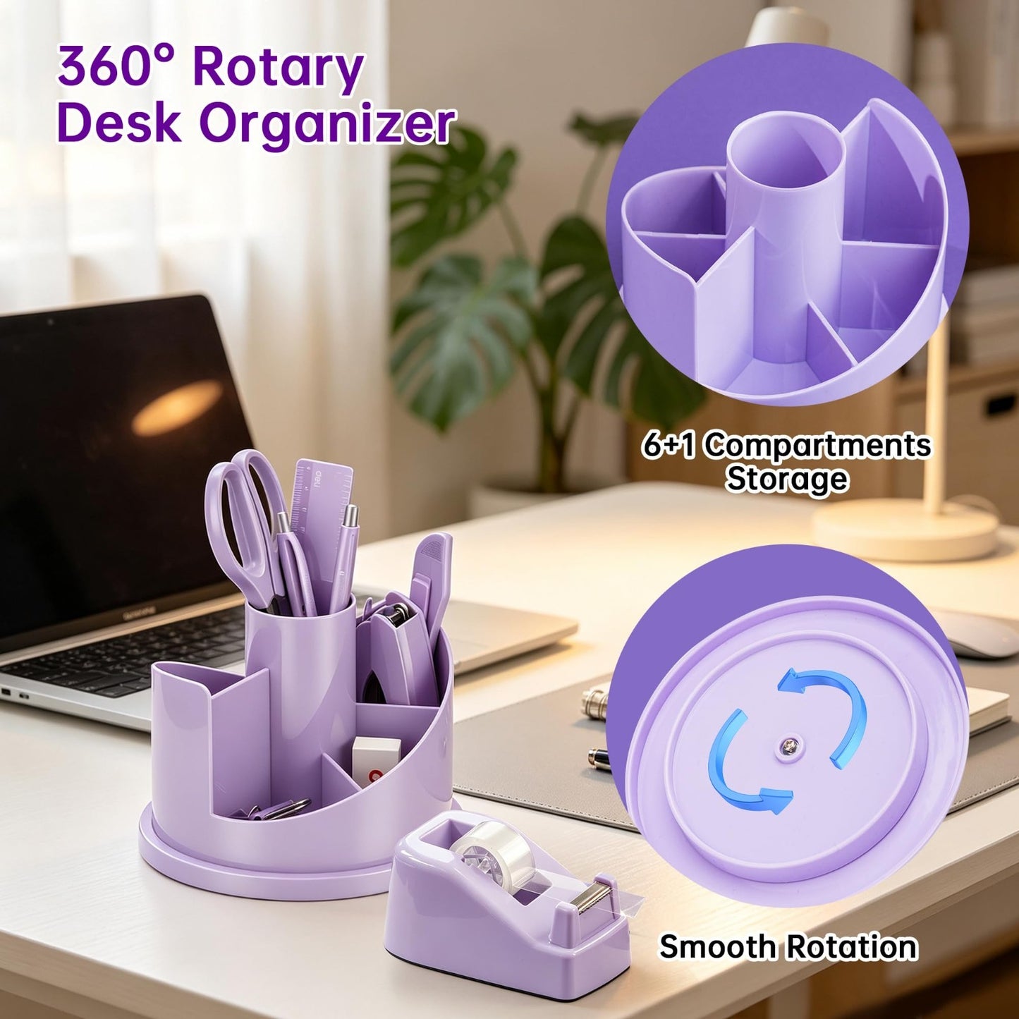 Purple Desk Accessory Organizer Kit   Deli Office Supplies Set for Home & Work3