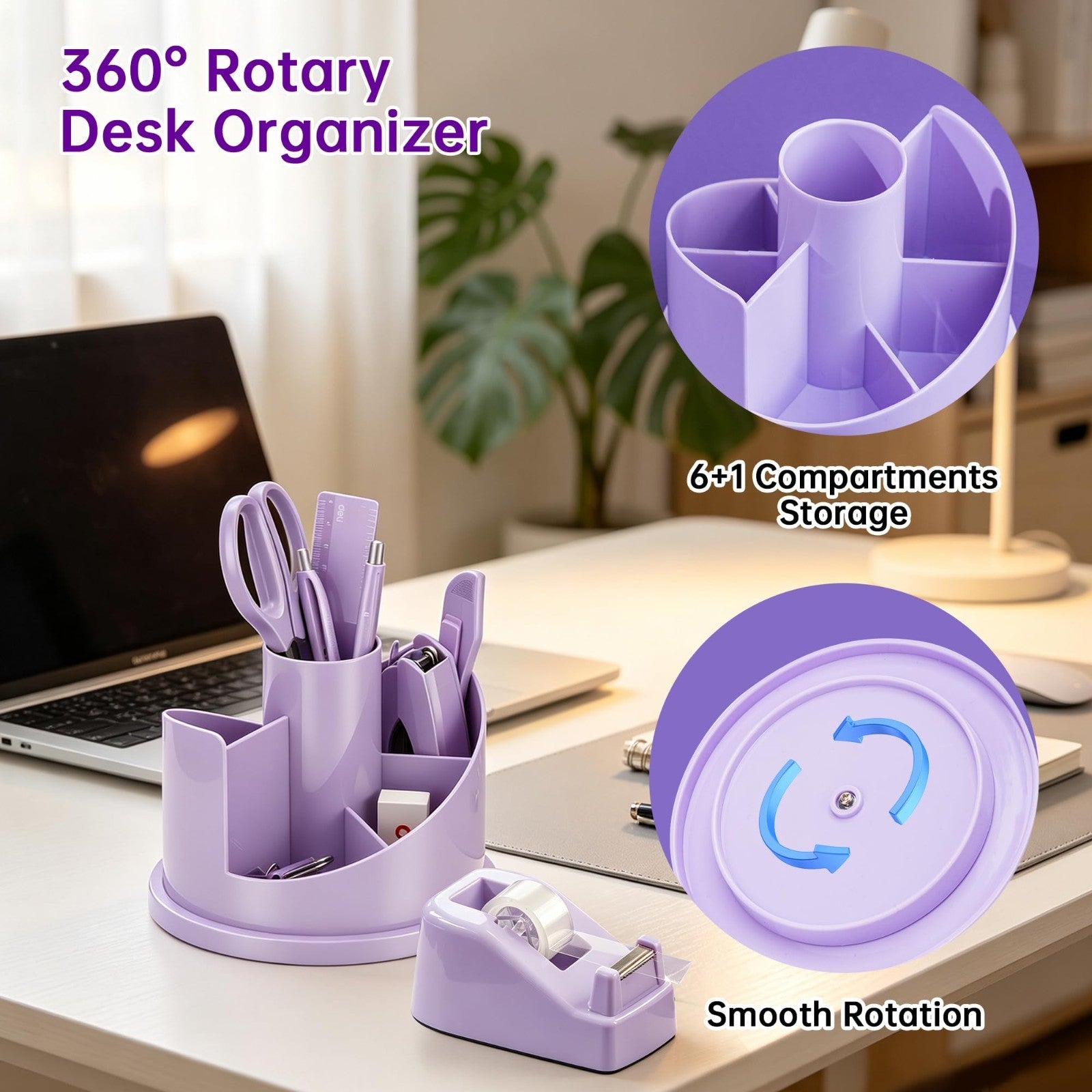 Purple Desk Accessory Organizer Kit   Deli Office Supplies Set for Home & Work3