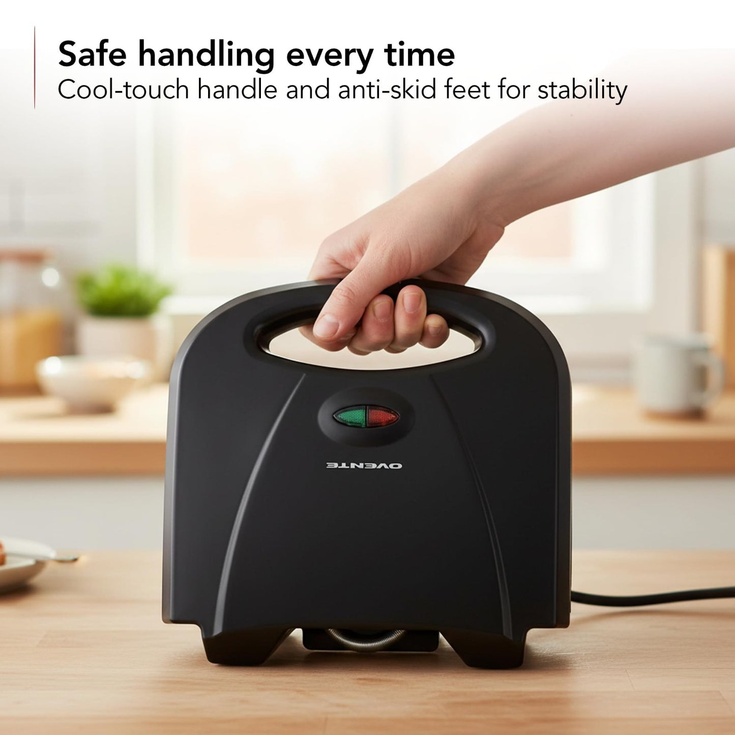 Compact Electric Panini Press Grill - Nonstick Plates, Thermostat Control, LED I7