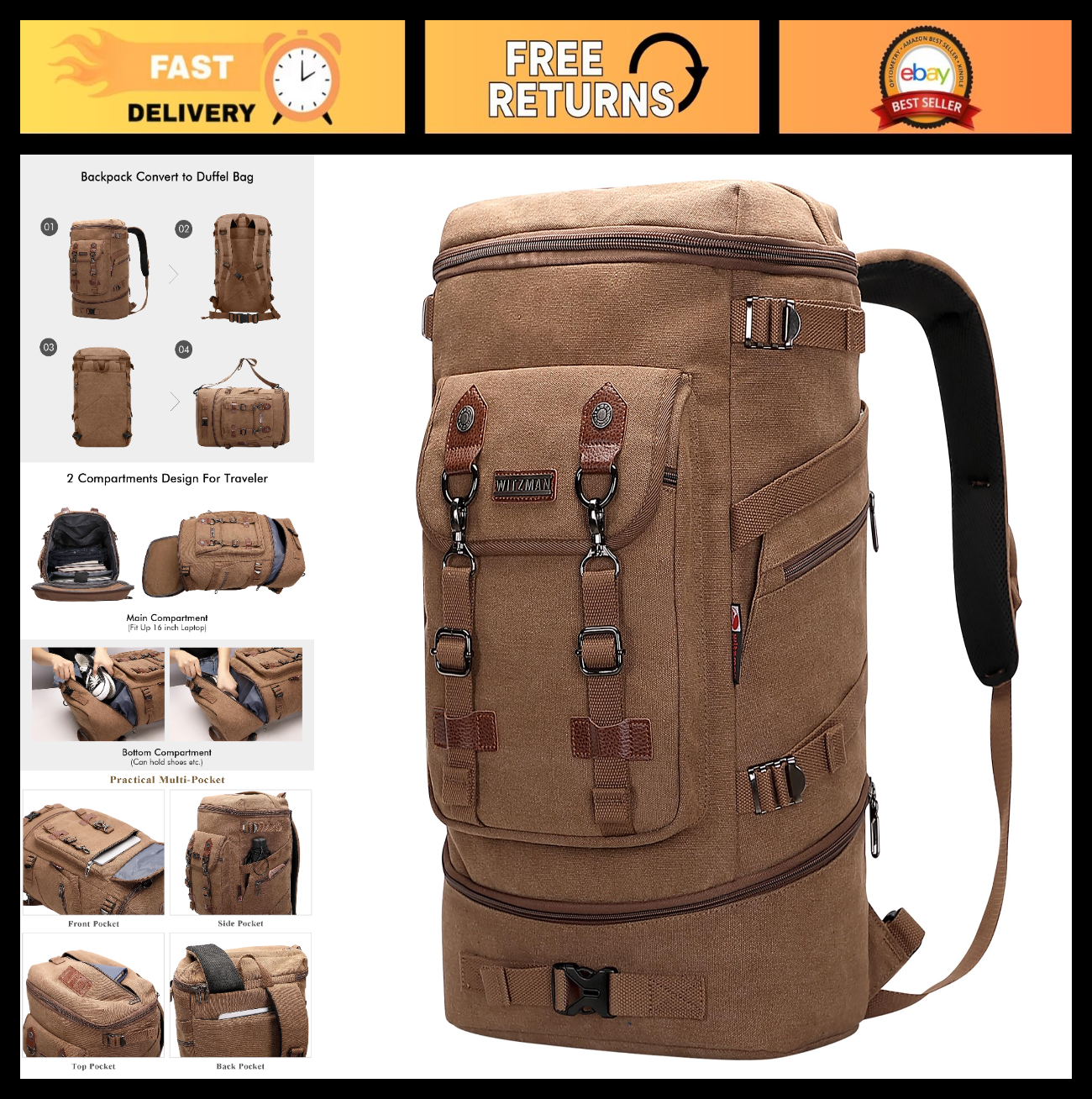 Travel Backpack for Men & Women   Airline Approved Carry On, Durable & Stylish0