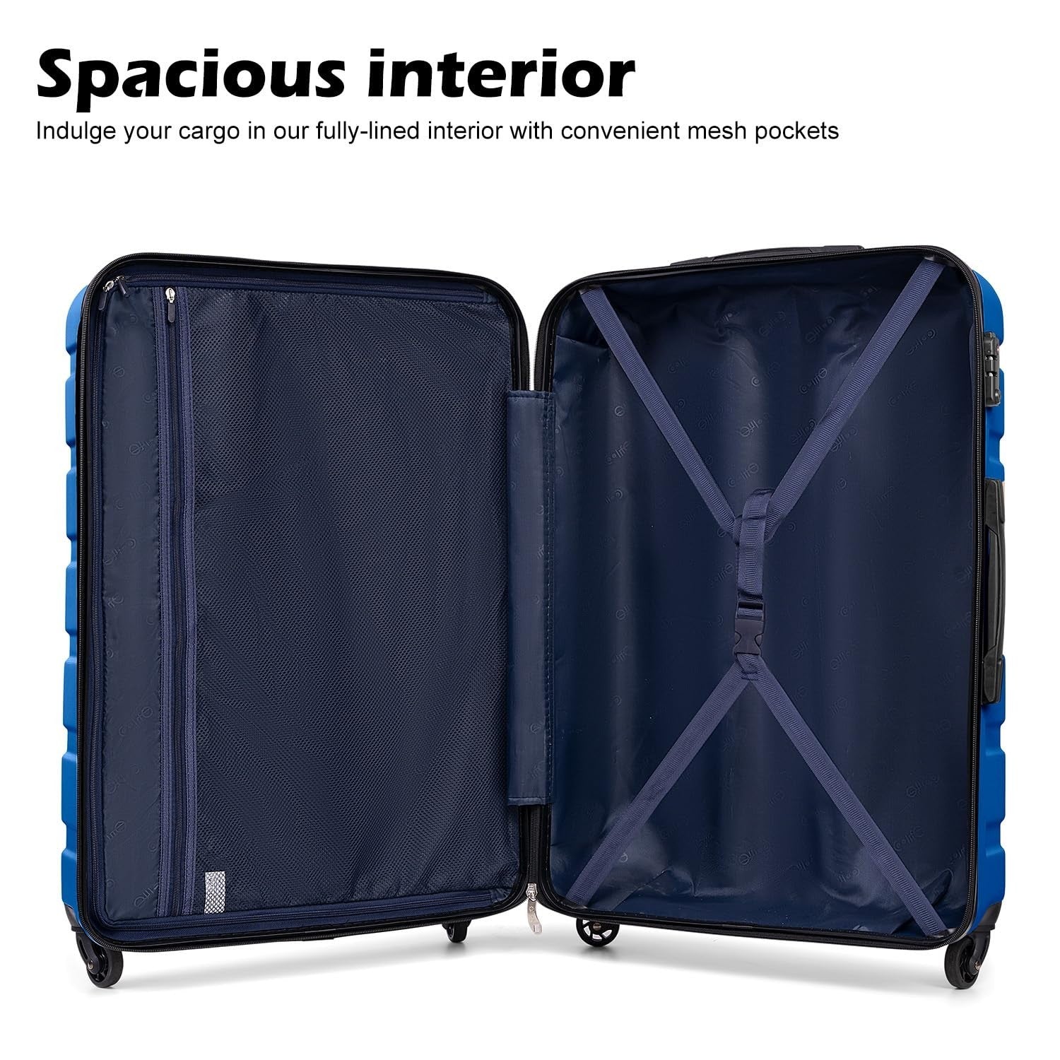 Lightweight Durable Hardshell Luggage Set, 3-Piece Suitcase with 360° Spinner Wh4