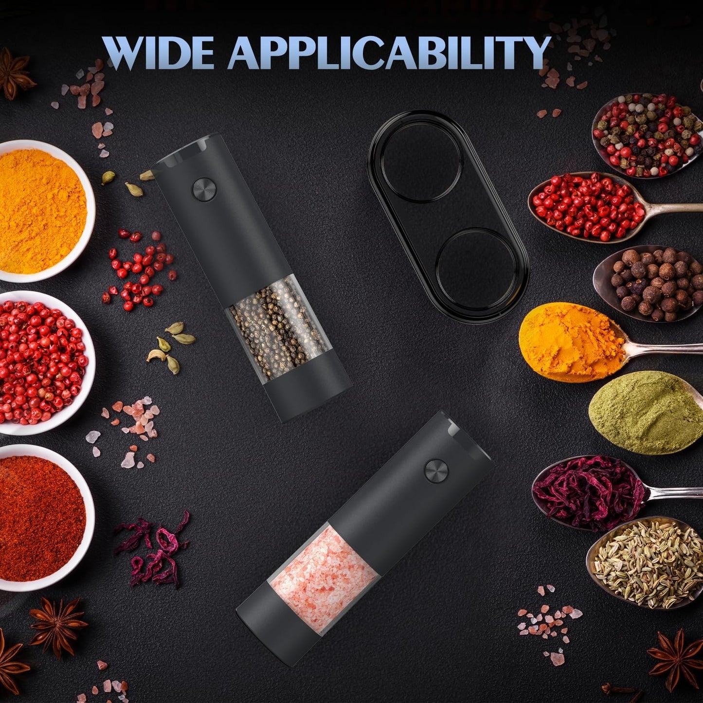 Automatic Electric Salt and Pepper Grinder Set   Adjustable Coarseness, LED, Lar2