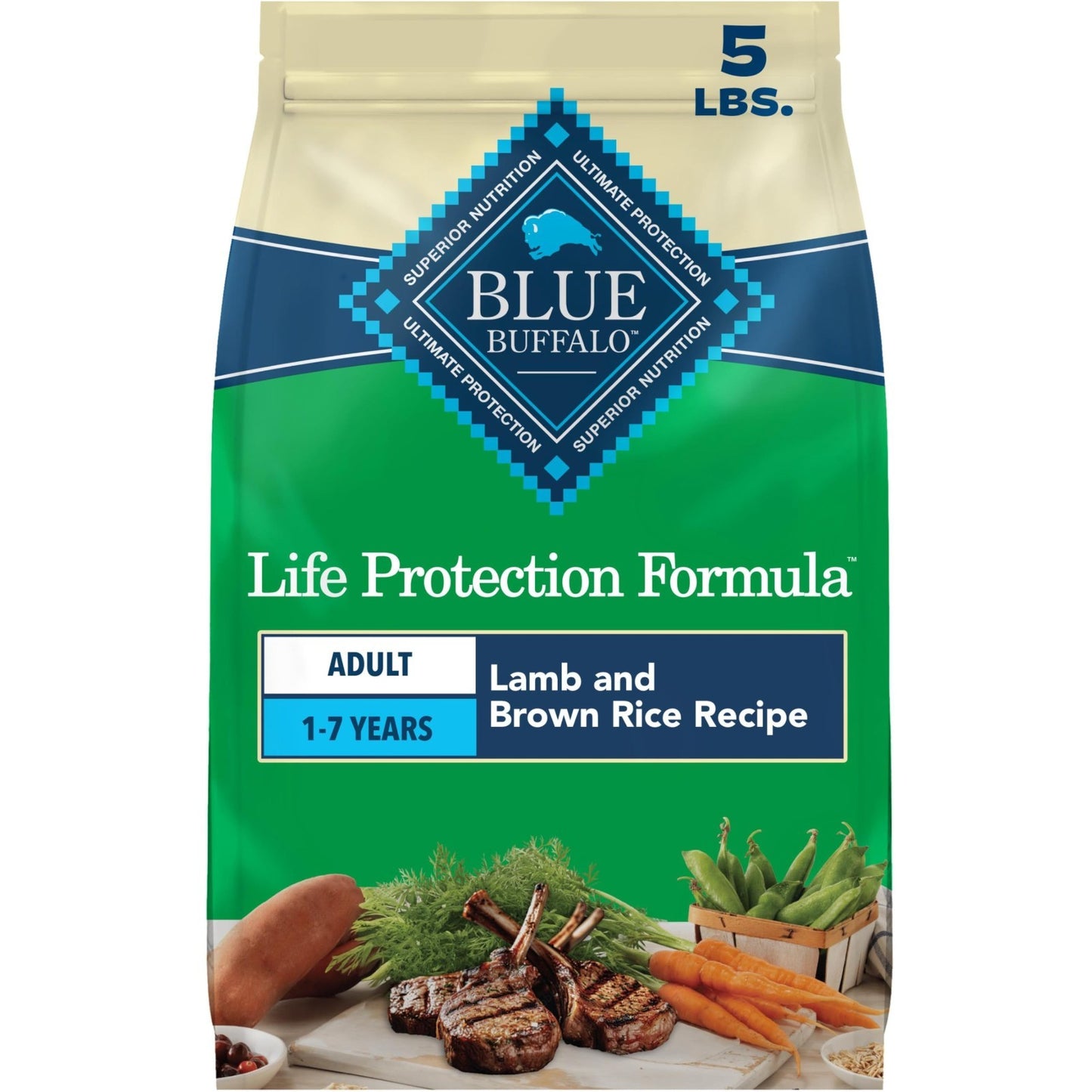 Lamb Adult Dry Dog Food, 5 lb   Life Protection Formula, Healthy Nutrition for D1