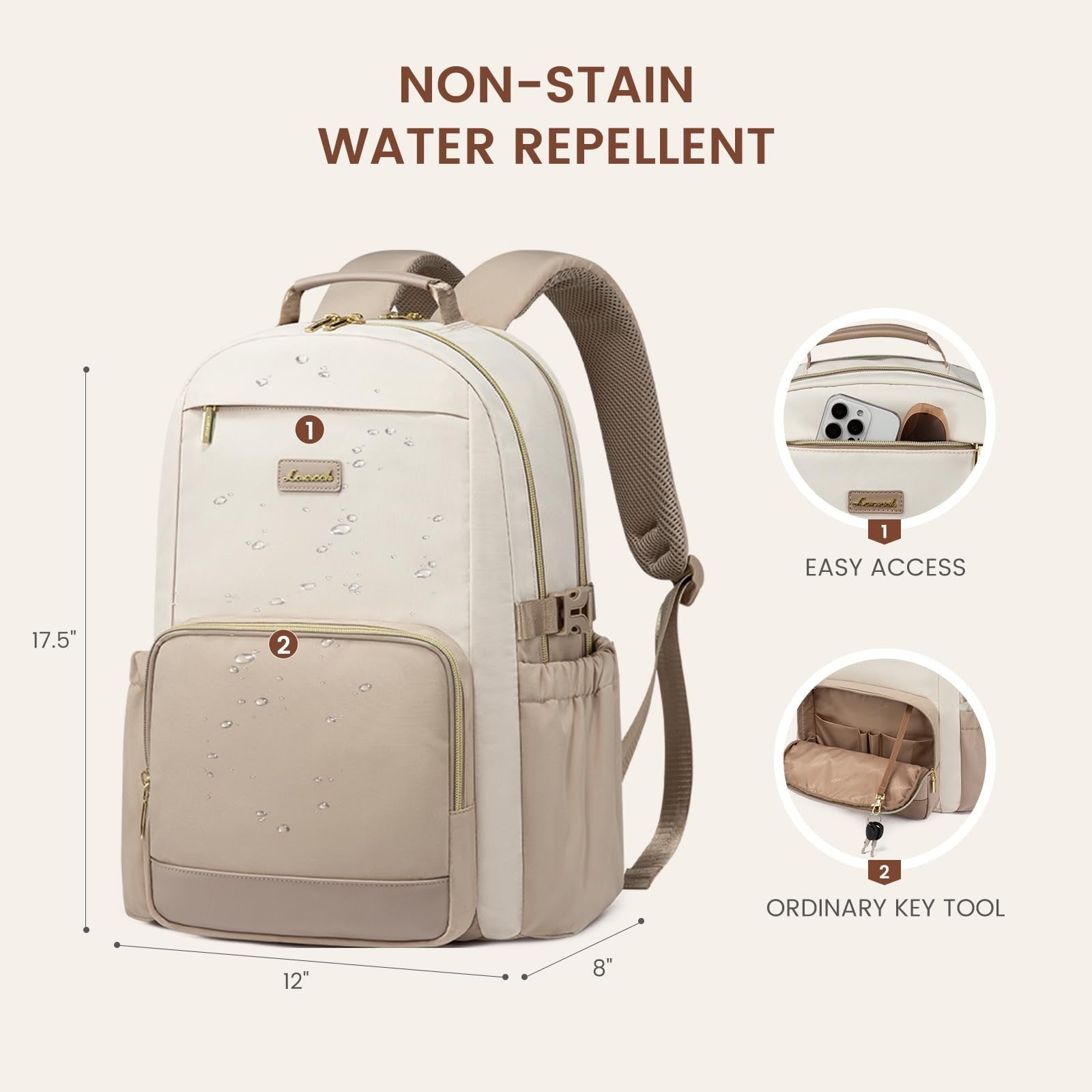 Stylish Waterproof Laptop Backpack for Women, 15.6" Travel Bag with Pouch, Large4