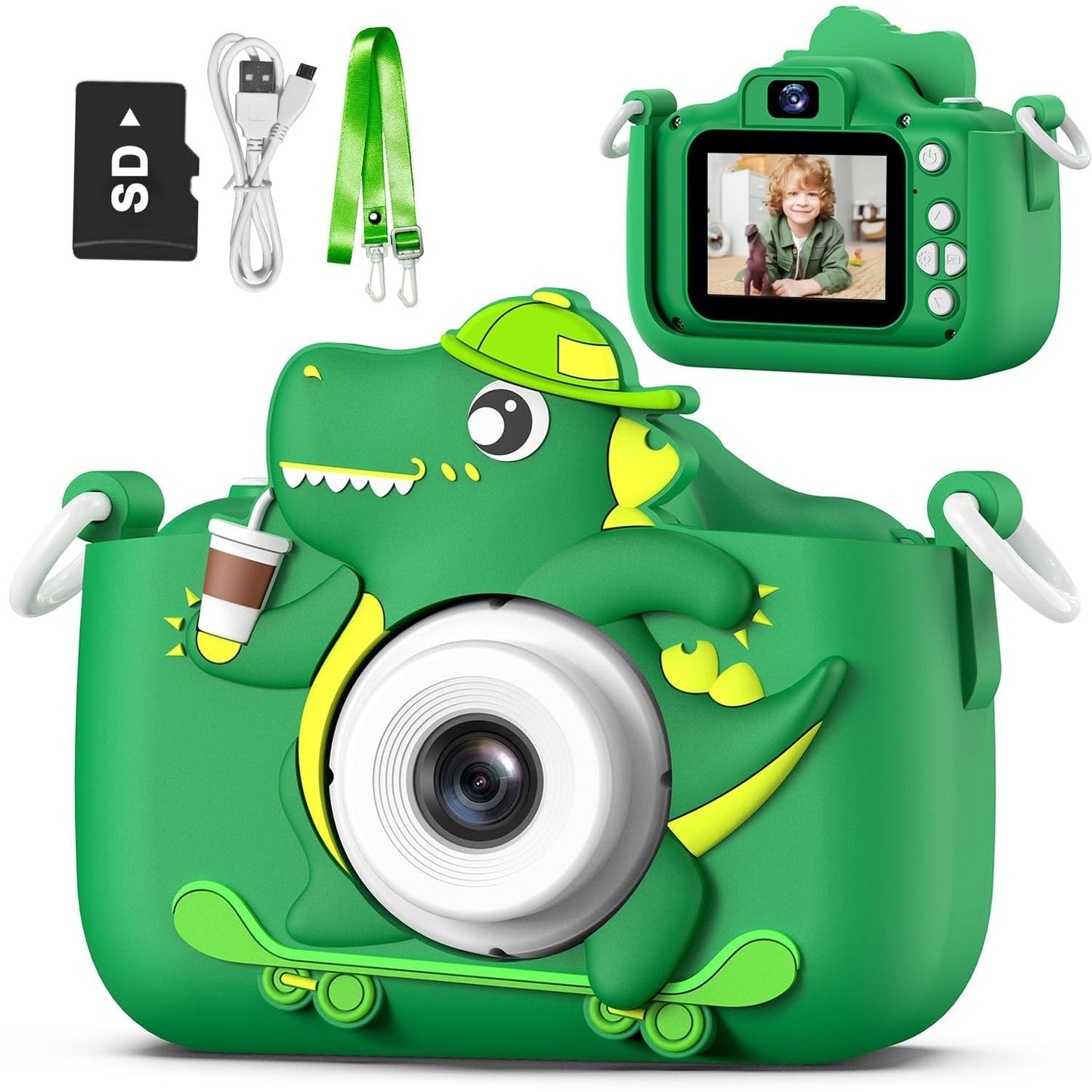 Kids Digital Video Camera for 3 8 Year Olds, Cartoon Soft Cover, Gift Included1