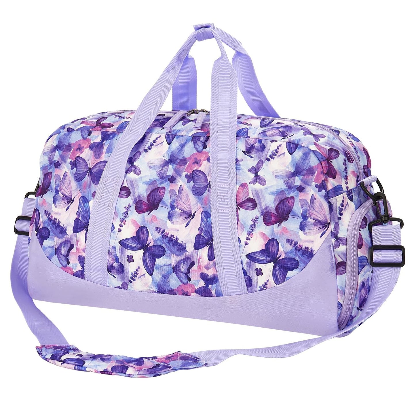 Girls Butterfly Duffle Bag - Large Overnight Travel Bag with Shoes Compartment,1