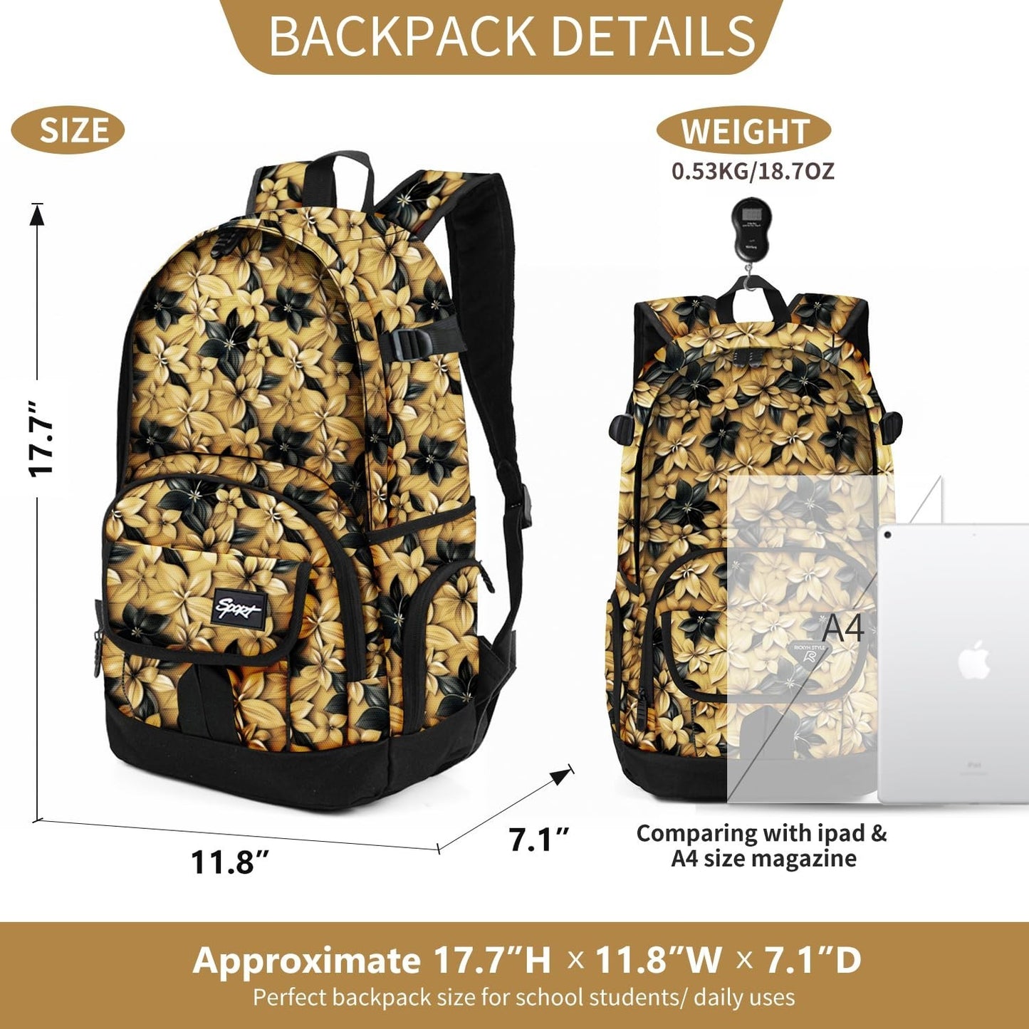 Lightweight School Backpack Travel Bag for Men & Women   College & Travel Use2