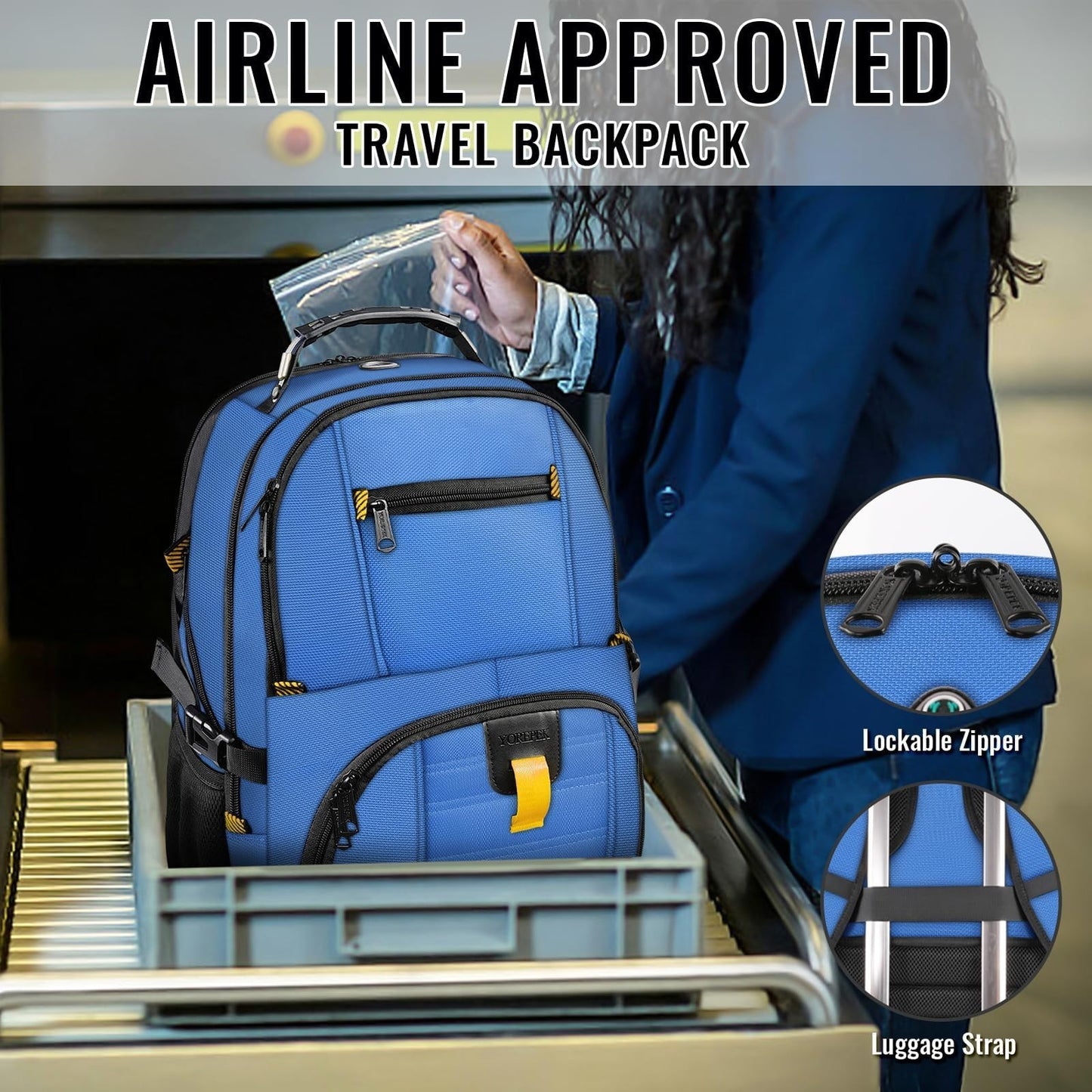Large Laptop Backpack for Men, Heavy Duty Travel Bag, Waterproof, Multi Compartm5