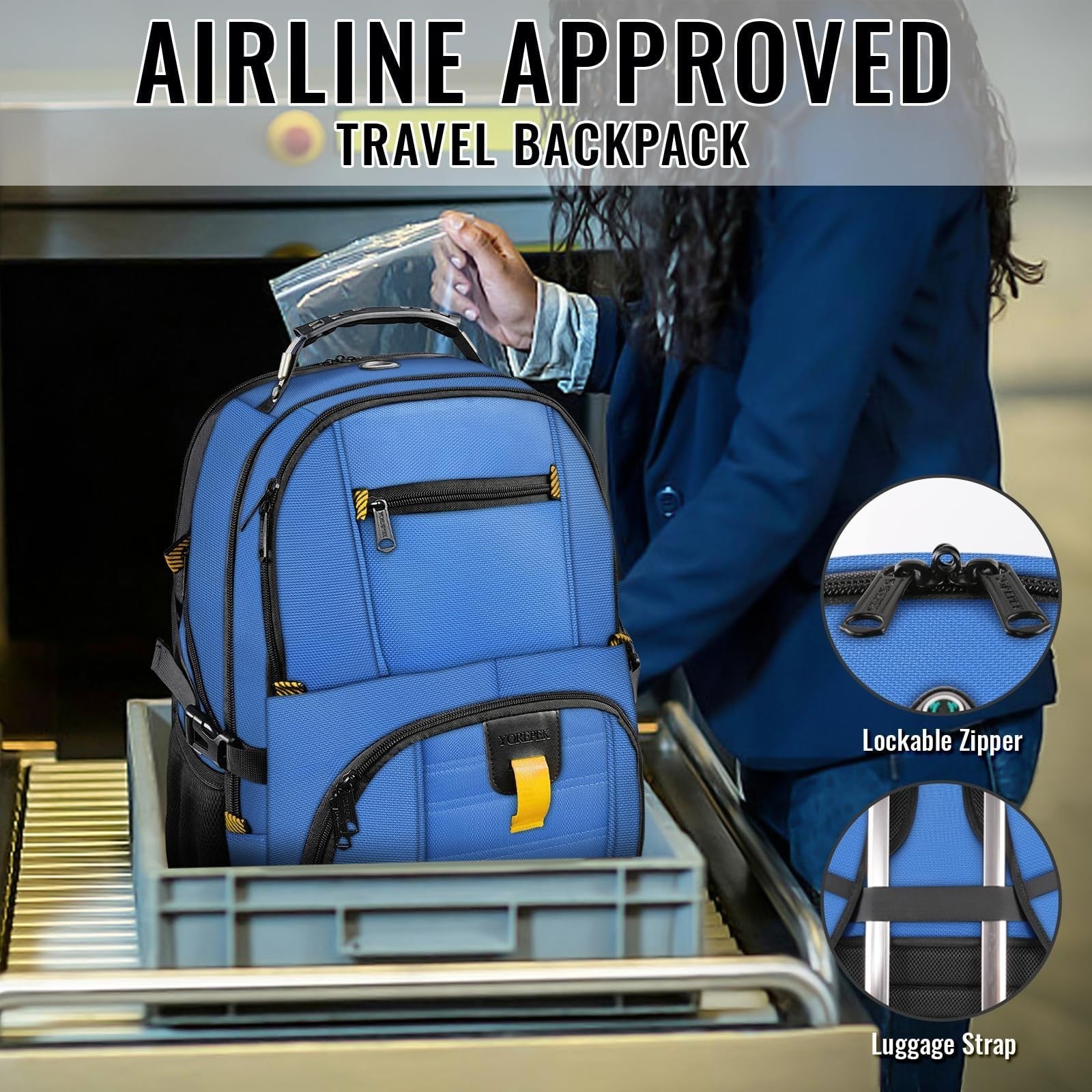 Large Laptop Backpack for Men, Heavy Duty Travel Bag, Waterproof, Multi Compartm5