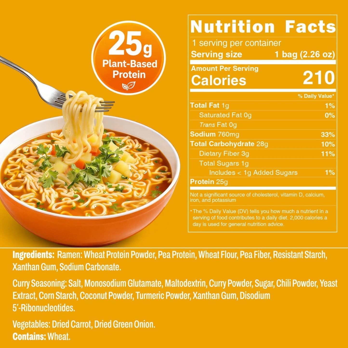 High Protein Vegan Ramen Noodles - Curry Flavor, 10 Pack, Low Fat, Quick Meal2