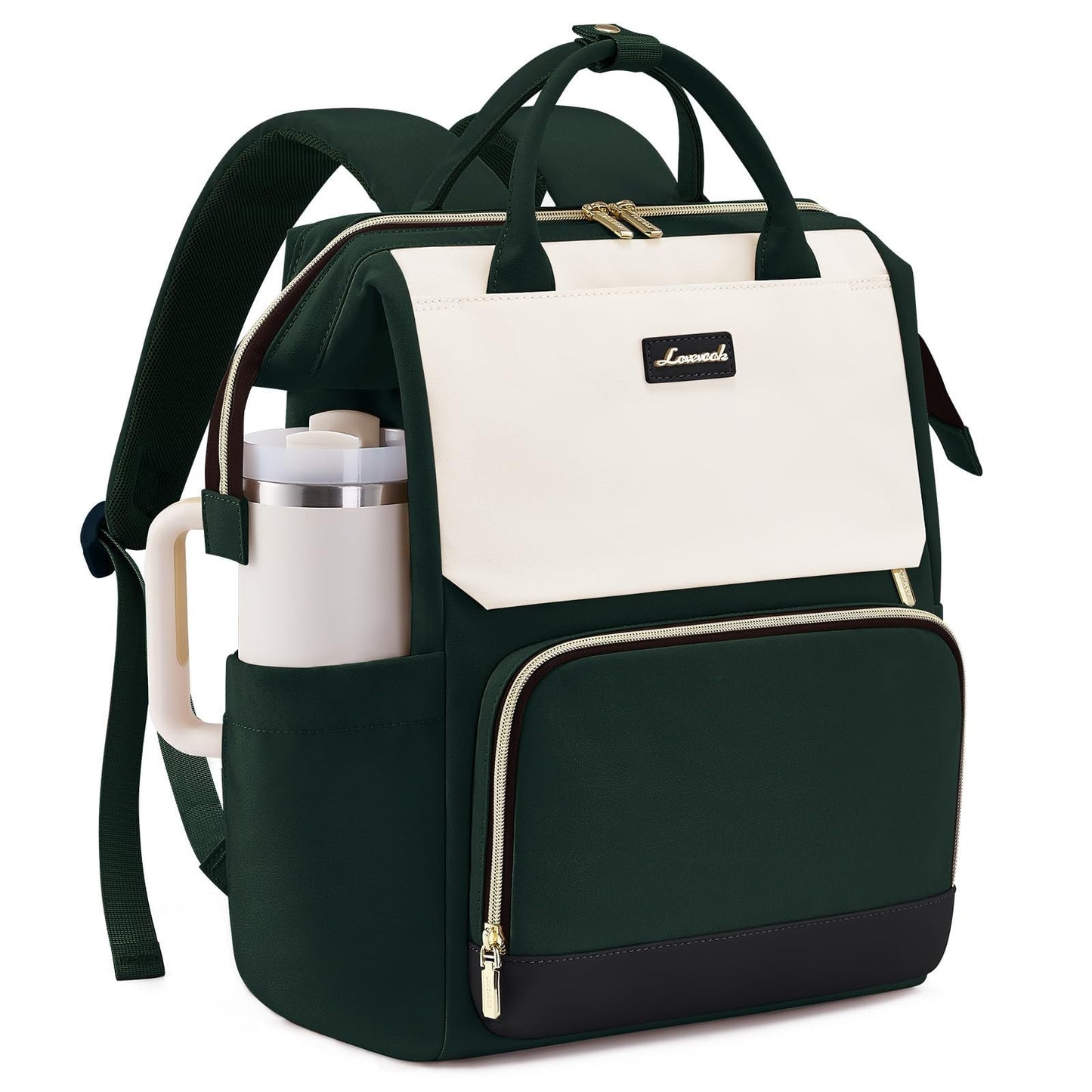Stylish Laptop Backpack for Women   Giant Tumbler Holder, Travel, Work, Nurse, T1