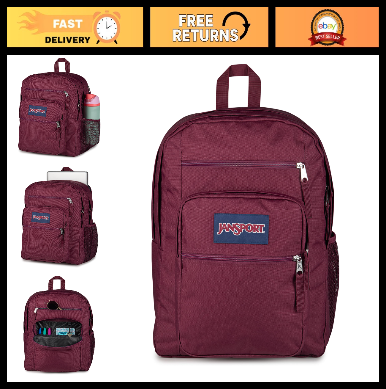 Laptop Backpack for 15” Computer   Ergonomic Straps, 2 Compartments, Haul Handle0