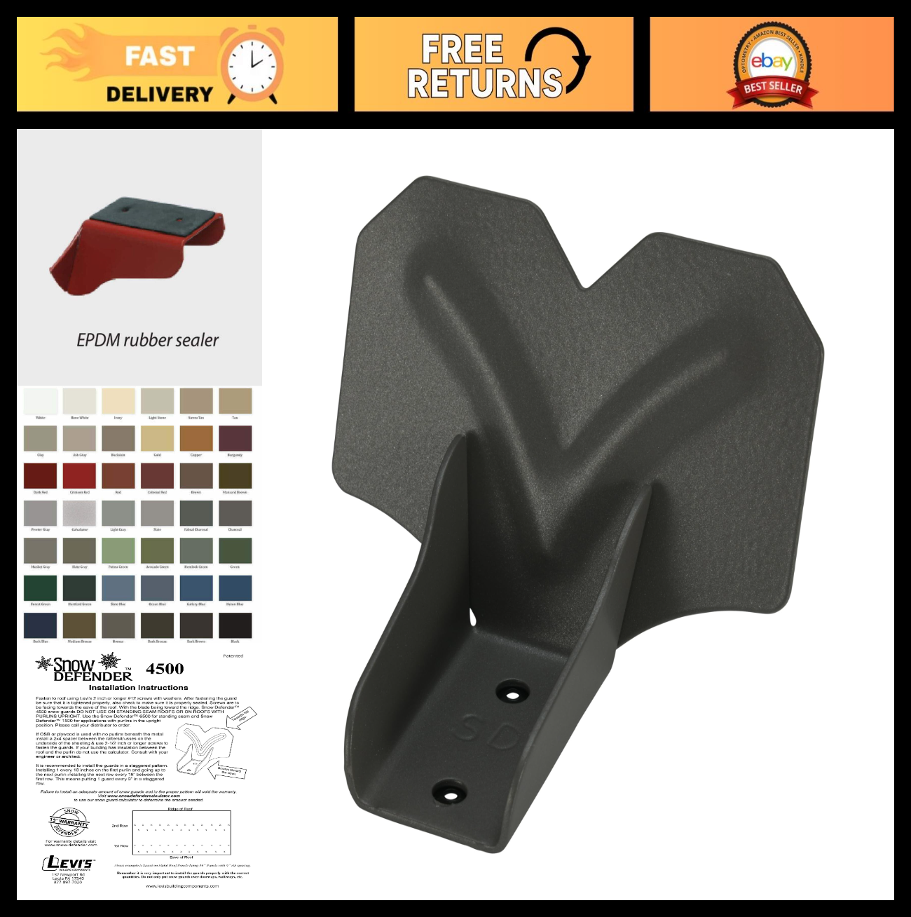 4500 Stainless Steel Snow Guard - Durable Musket Gray Roof Protection0