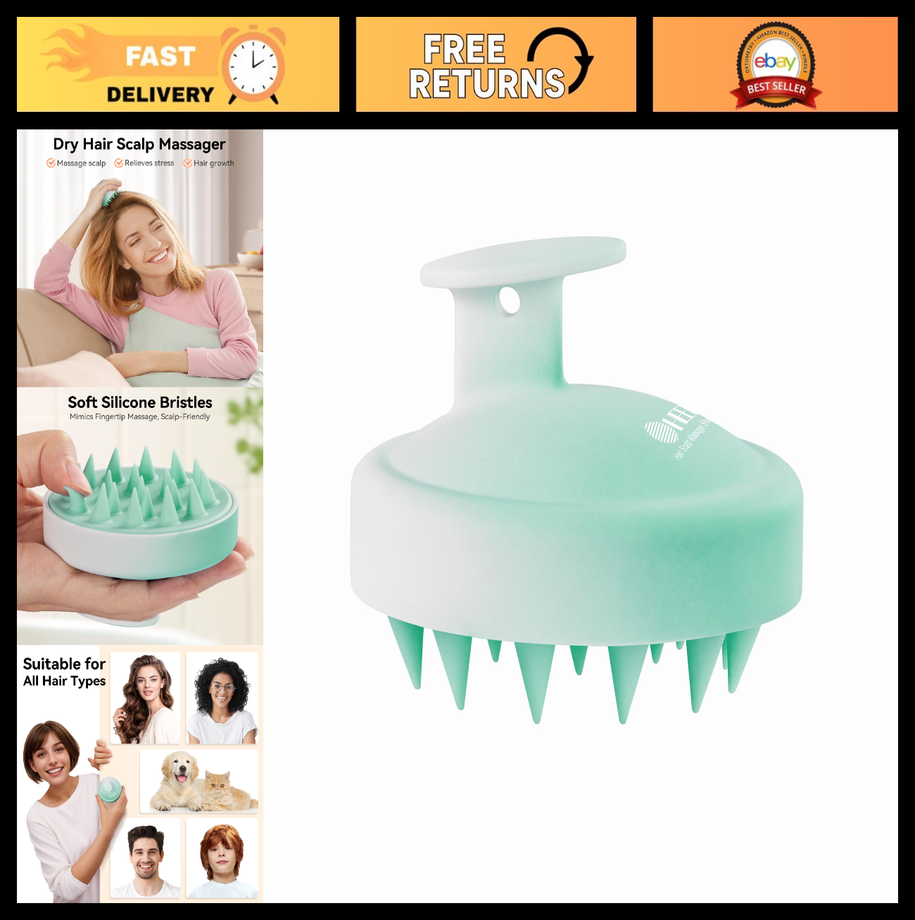 Scalp Massager Shampoo Brush   Soft Silicone Scrubber for Hair Growth & Dandruff0