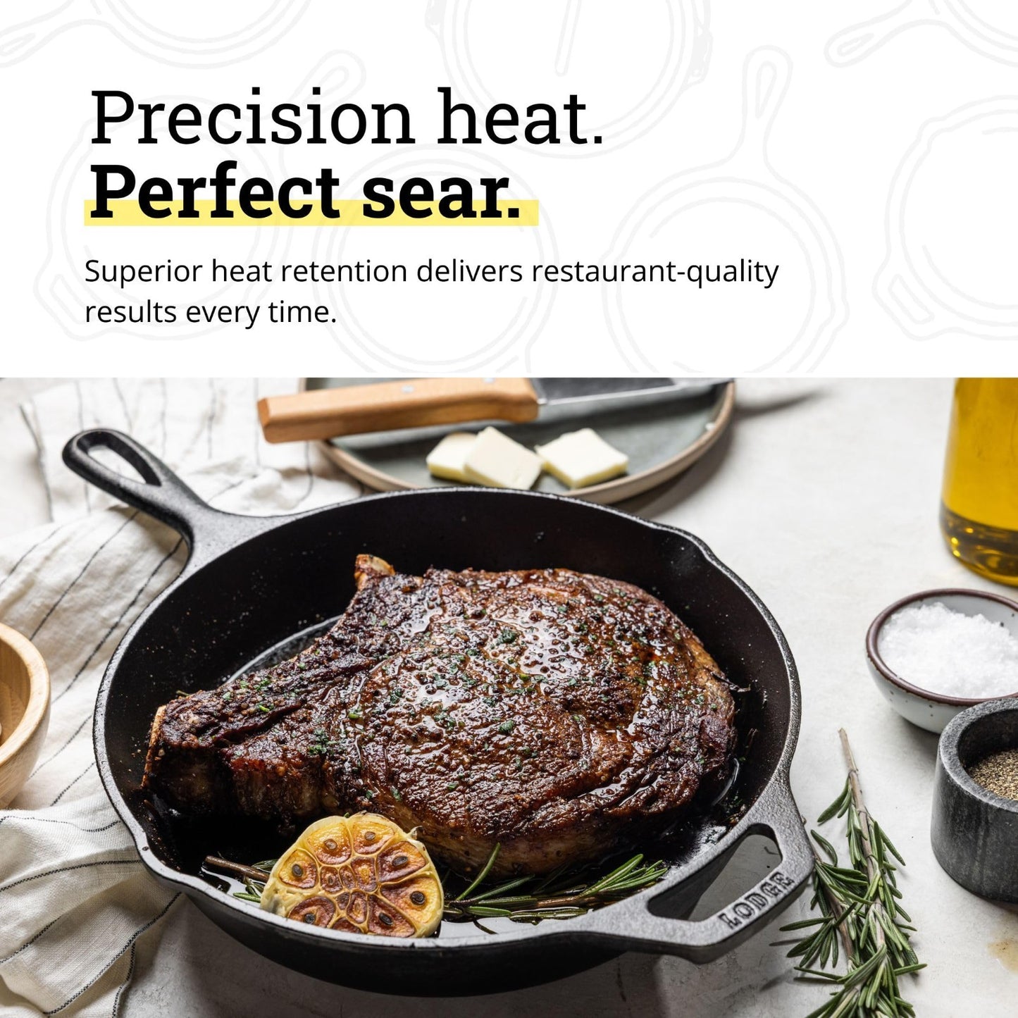 10.25" Seasoned Cast Iron Skillet - PFAS-Free Non-Toxic Cookware, Oven & Grill S5