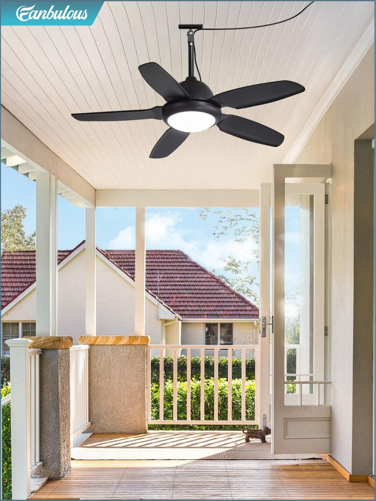 42" Waterproof Outdoor Ceiling Fan with Light, Remote Control, 6 Speed DC Motor,7