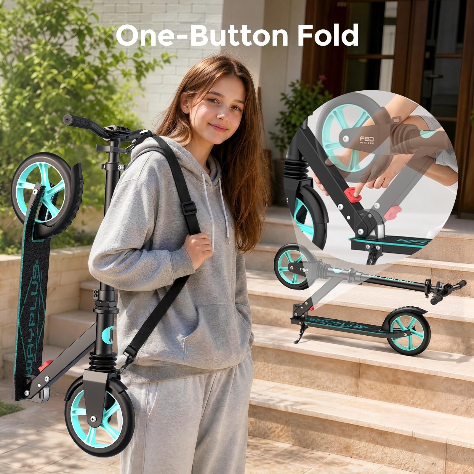 Kick Scooter for Kids, Teens & Adults - 8" Big Wheels, 240lb Capacity, Ages 6+6
