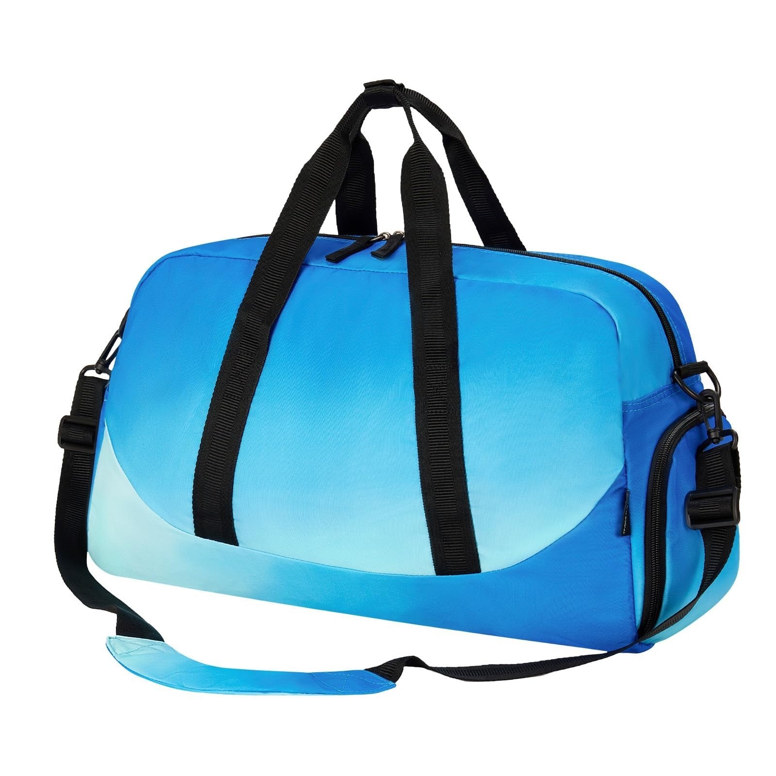 Kids Duffle Bag - Blue Overnight Travel Bag with Shoes Compartment, Large Gym We1