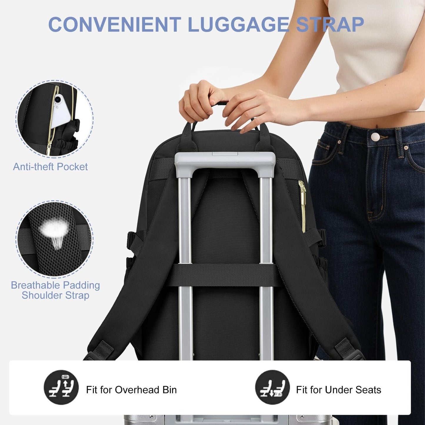 Stylish Waterproof Laptop Backpack for Women   15.6" College Bookbag with Pouch,4