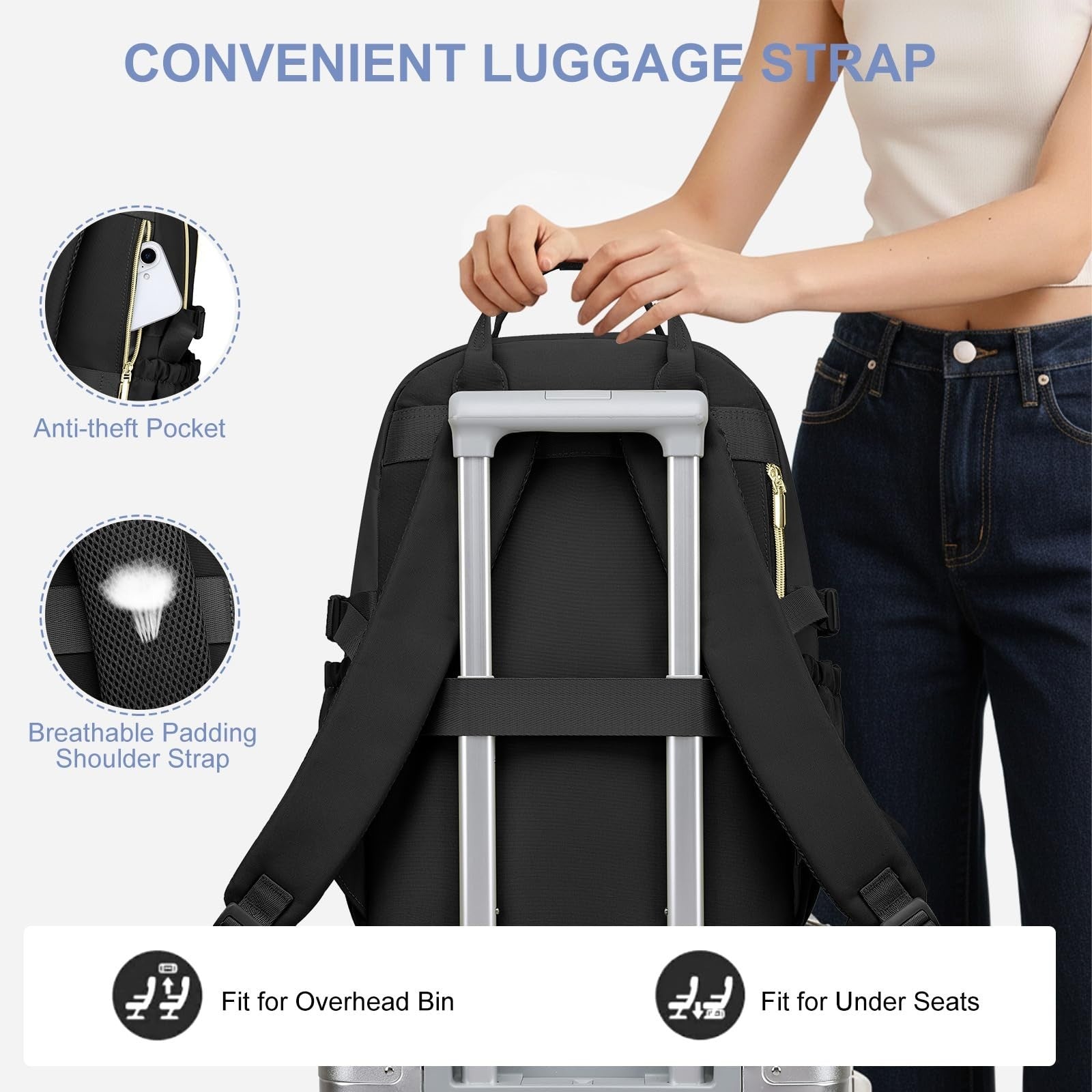 Stylish Waterproof Laptop Backpack for Women   15.6" College Bookbag with Pouch,4
