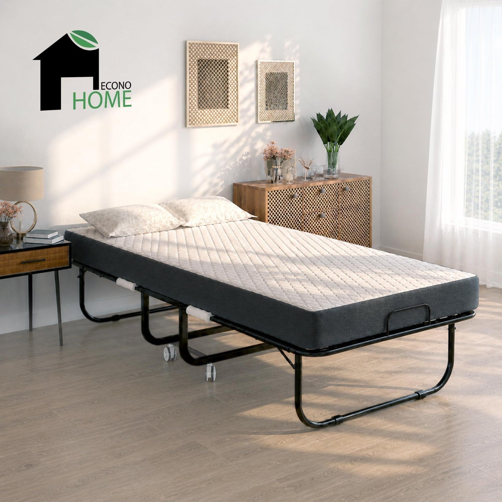 Portable Folding Bed with 5" Memory Foam Mattress   Twin Size Rollaway Guest Bed1