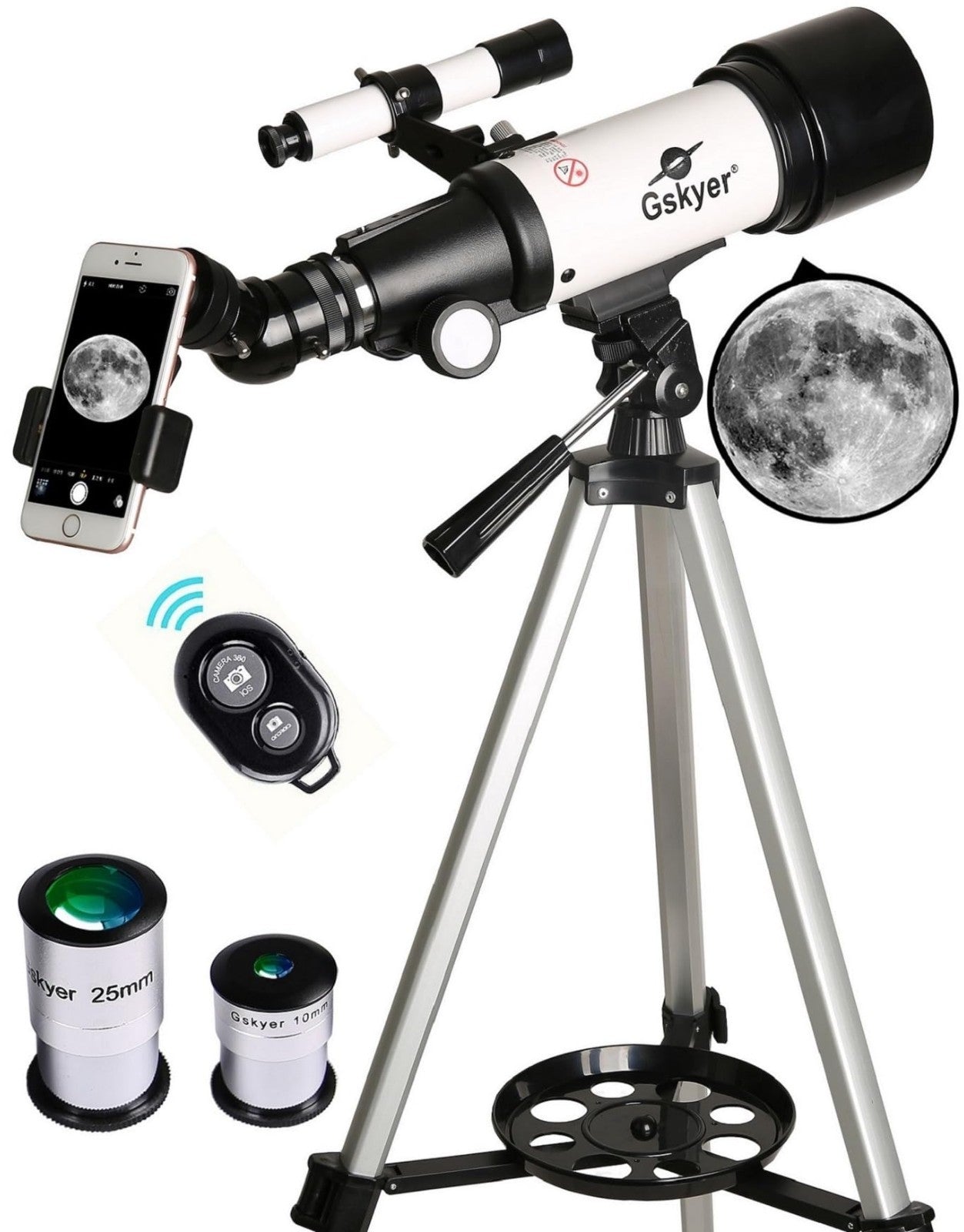 70mm Aperture 400mm Refracting Telescope for Kids & Beginners   Travel Kit, Phon1