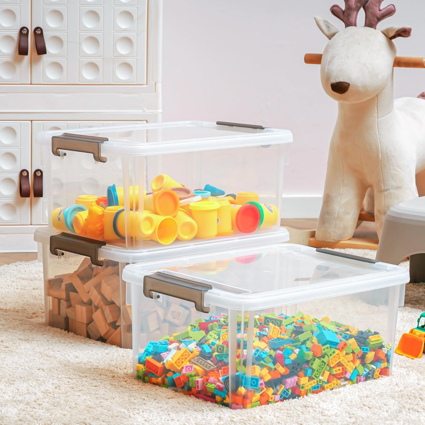 Clear Craft Organizers 17QT Storage Box Set with Tray   2 Pack, Ideal for Crafts8