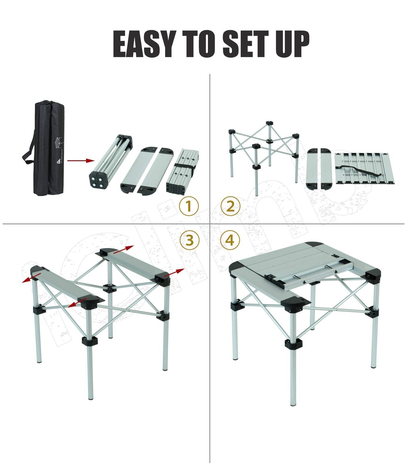 Lightweight Folding Square Table with Carry Bag - Portable for Camping, BBQ, Pic4