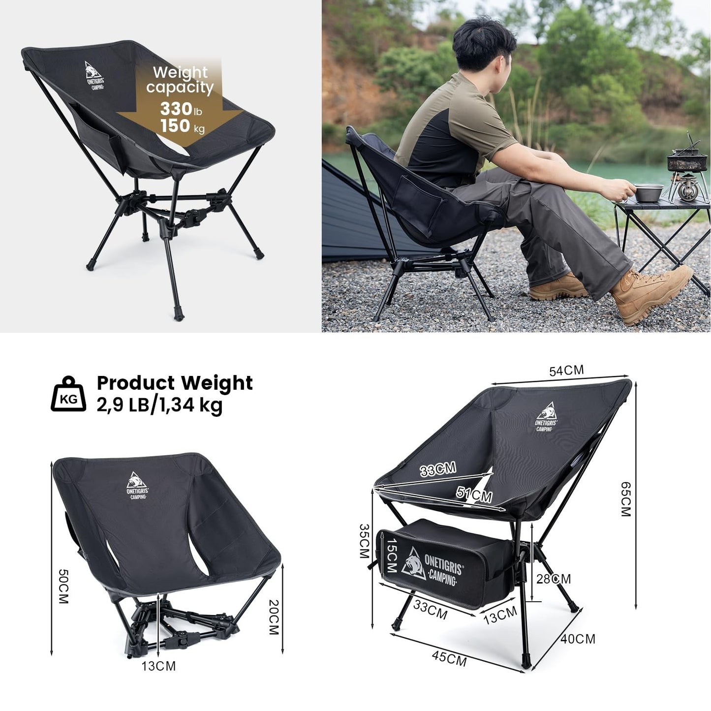 Lightweight Folding Camping Chair - Portable Backpacking Chair, 330 lbs Capacity2
