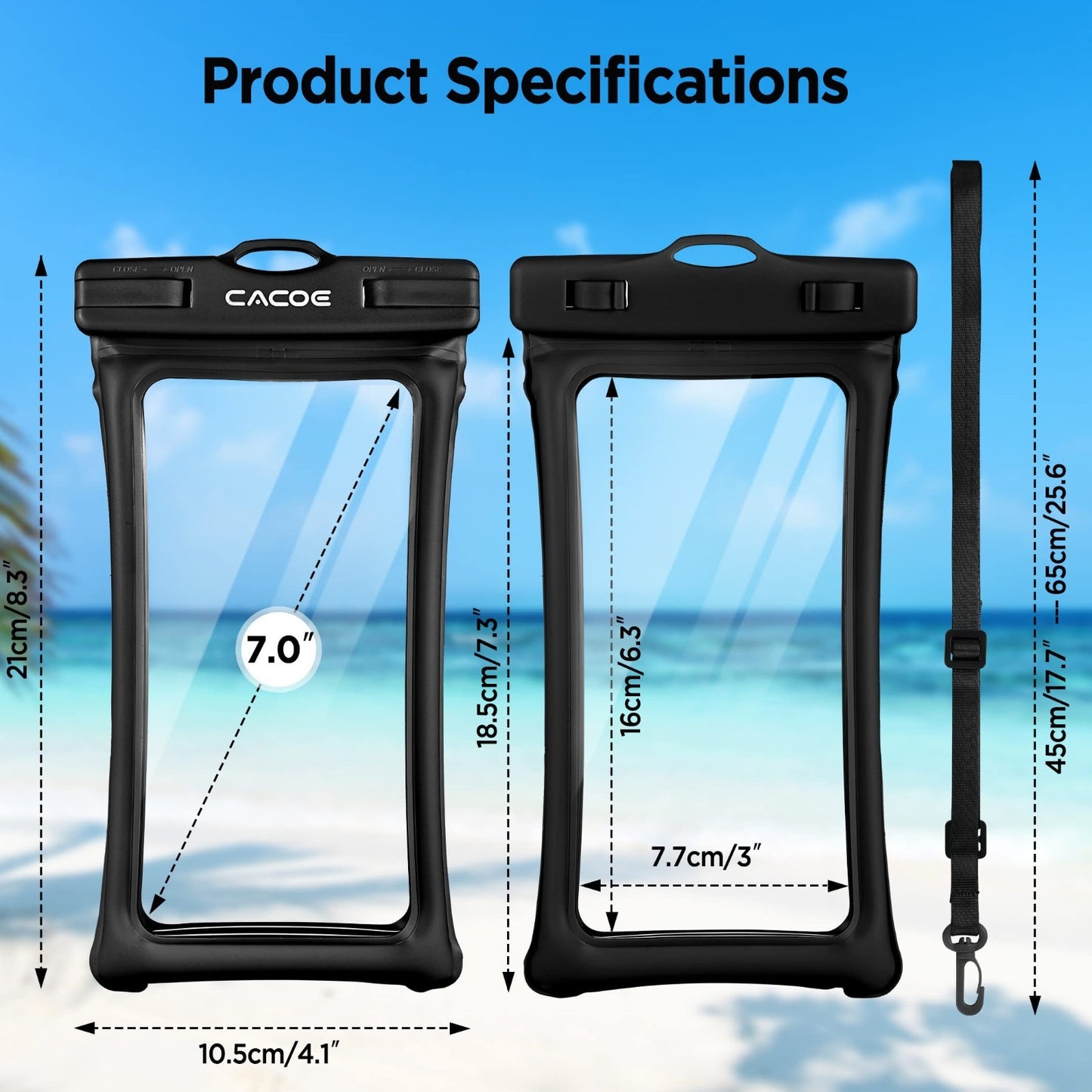 Waterproof Phone Pouch 2 Pack   Floatable IPX8 Case for Beach, Travel, Kayak, Ca11