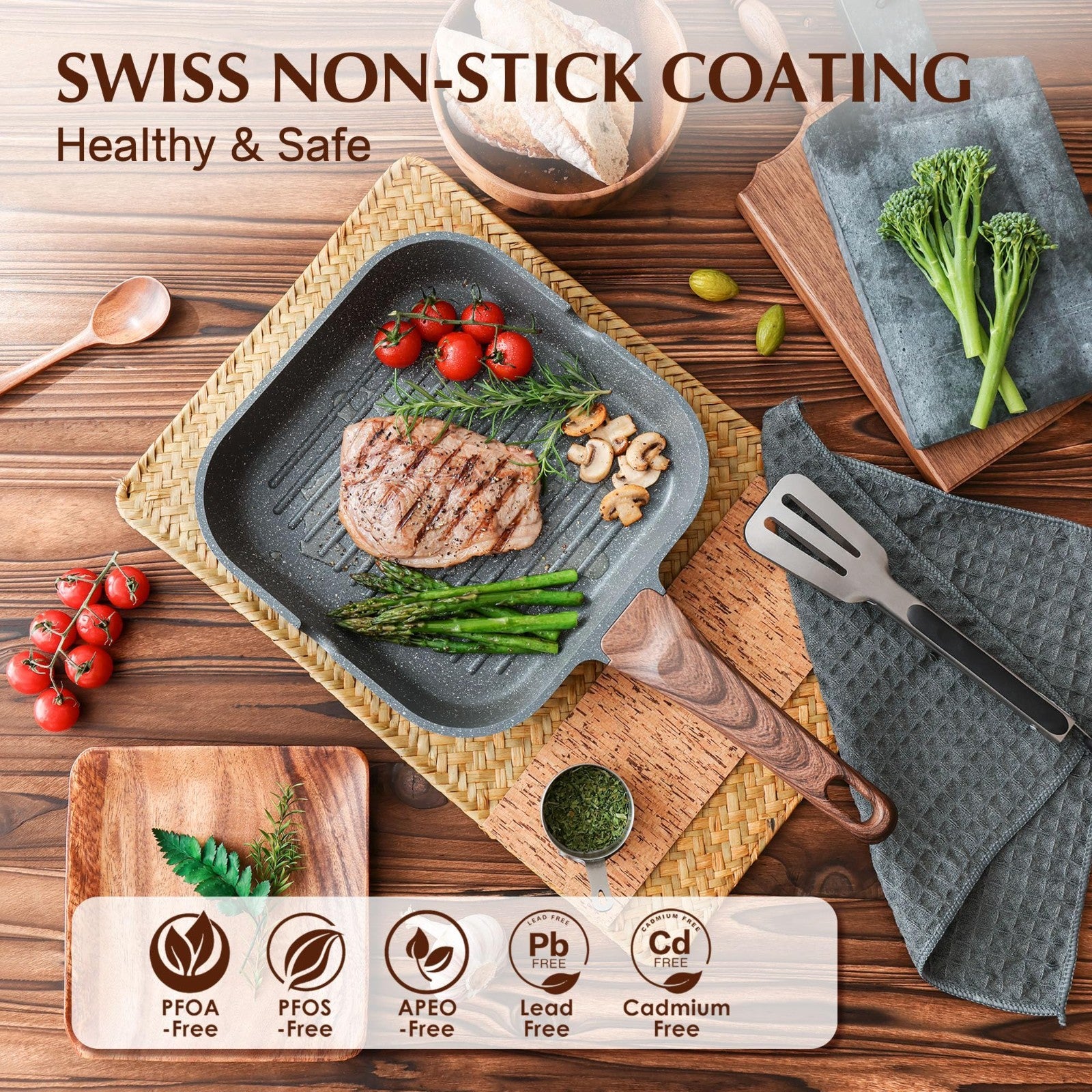 12-Inch Nonstick Grill Pan - Versatile Indoor/Outdoor Griddle with Pour Spouts3