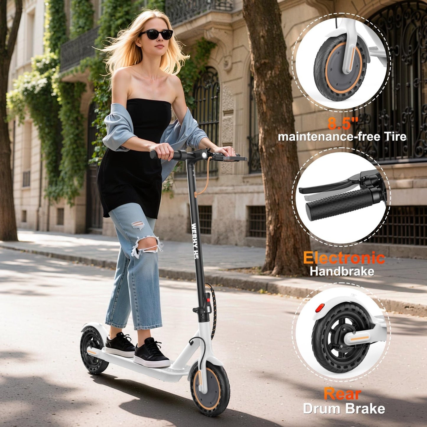 Powerful Electric Scooter 500W/350W Motor, 19MPH Speed, 16-27 Miles Range, Foldi2