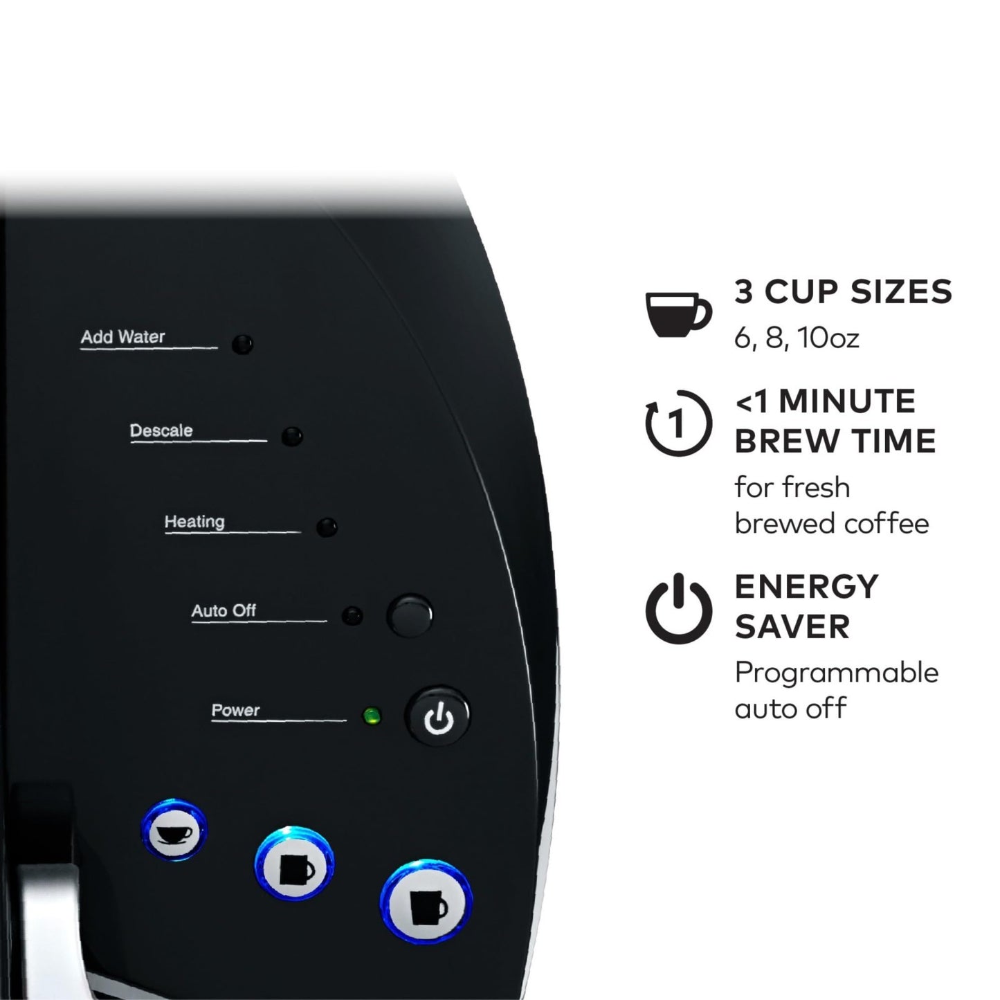 Single Serve Coffee Maker, 3 Brew Sizes, 48oz Reservoir, K Cup Compatible, Black5