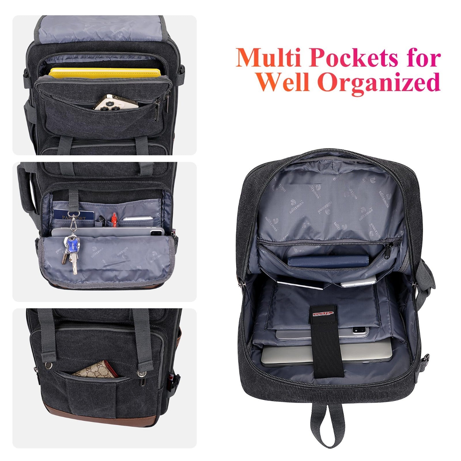 Large Canvas Travel Backpack for Men, 16 Inch Laptop Bag, Durable & Stylish3