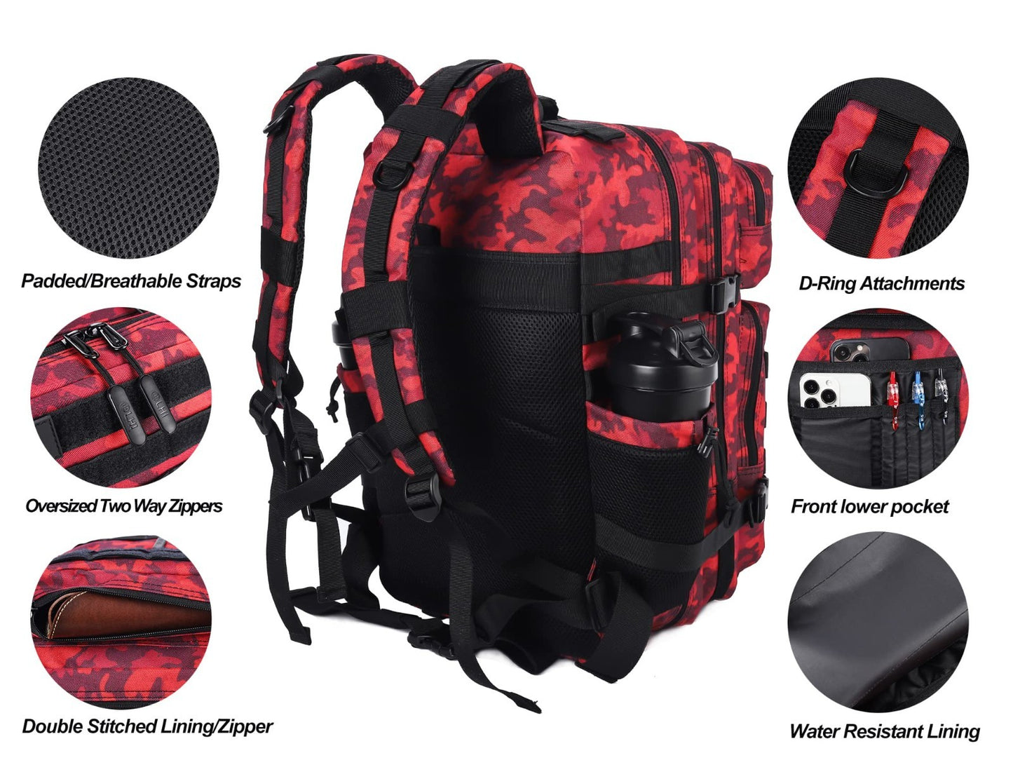 Tactical 45L Military Backpack for Men & Women   3 Day Assault Rucksack, Molle S4