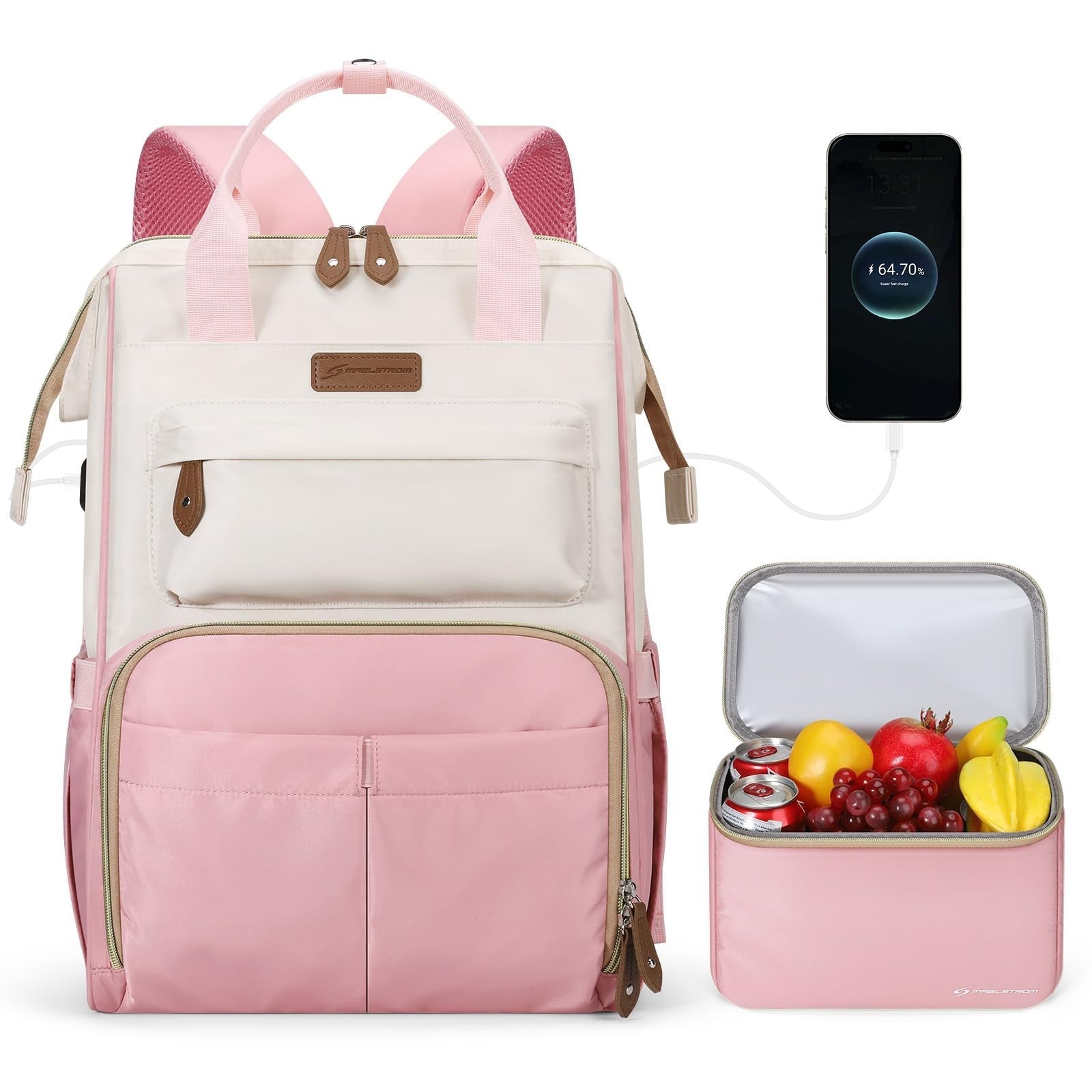 Travel Backpack for Men & Women, Fits 15.6-17.3" Laptop, Insulated Lunch Bag, Pi2