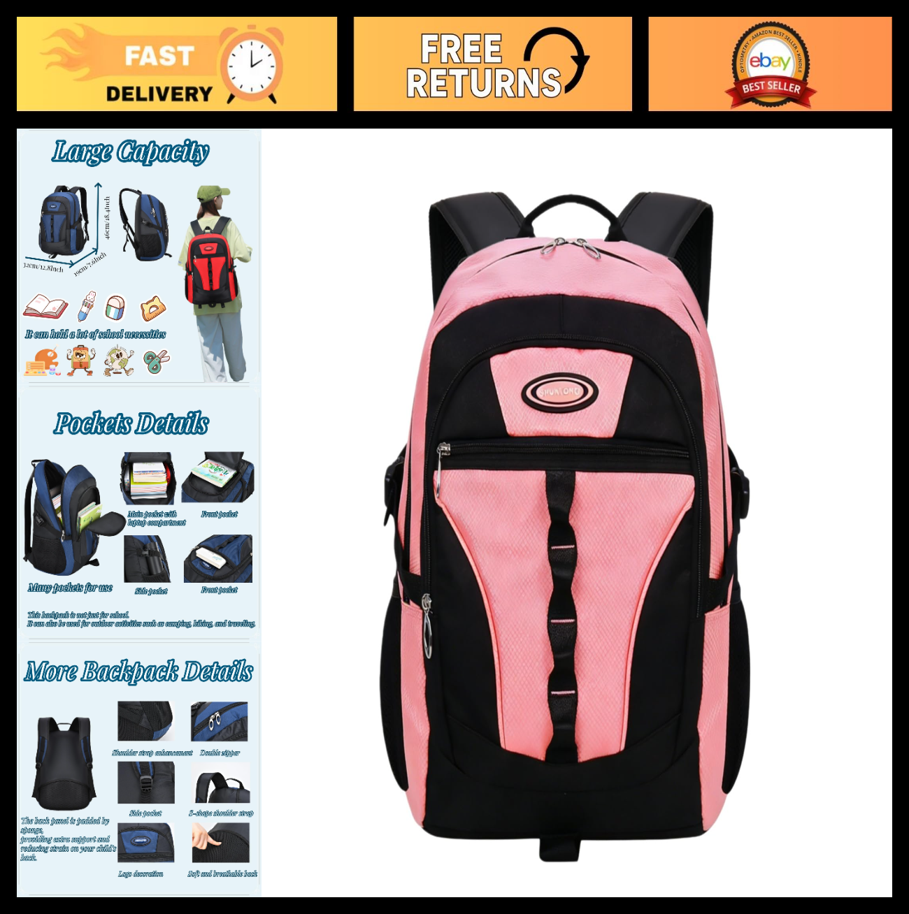 Teens Casual Daypack Backpack for School, Book Bag for Elementary Students0