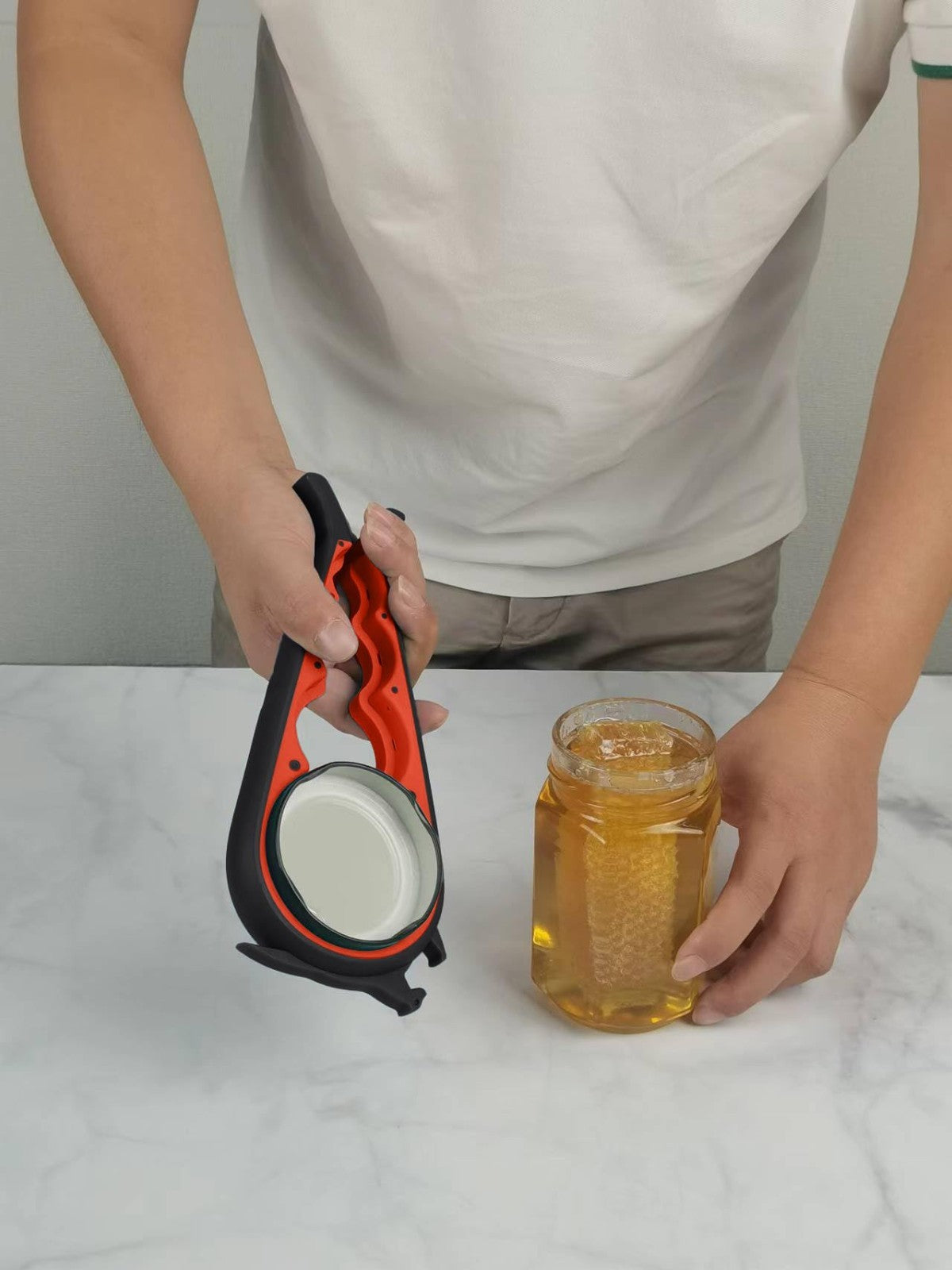 5 in 1 Jar Opener for Seniors & Arthritis   Adjustable Lid & Bottle Opener, Non 4
