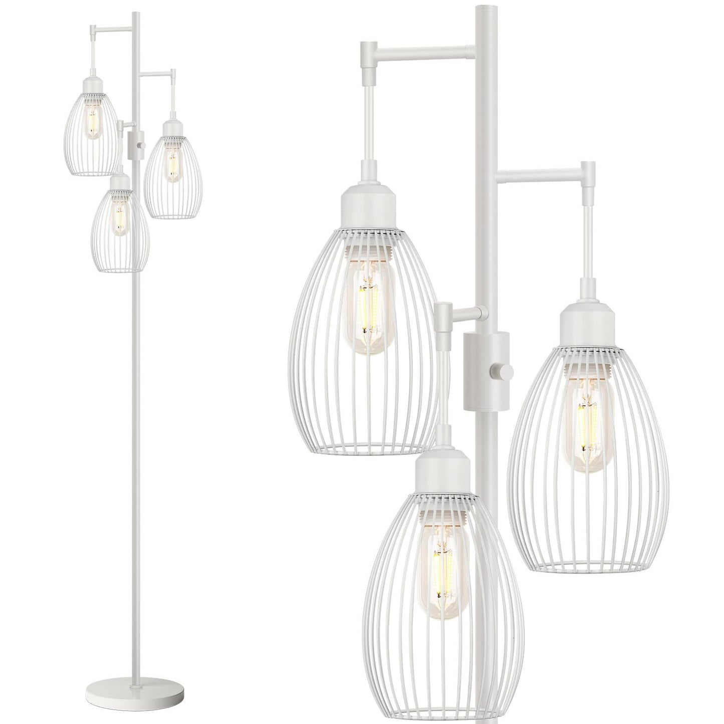 Dimmable Floor Lamp with 3 LED Edison Bulbs, Industrial Teardrop Design for Home0