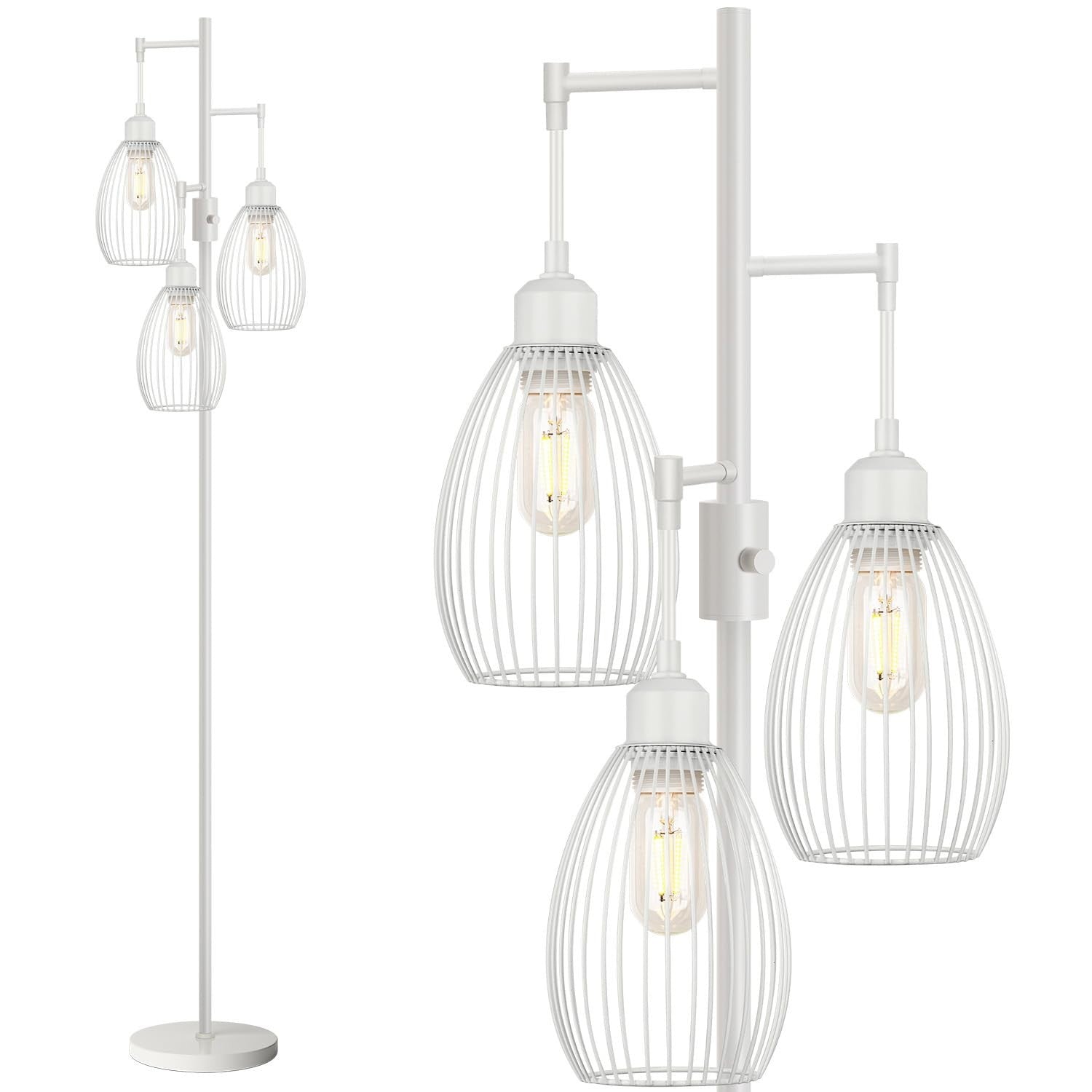 Dimmable Floor Lamp with 3 LED Edison Bulbs, Industrial Teardrop Design for Home0