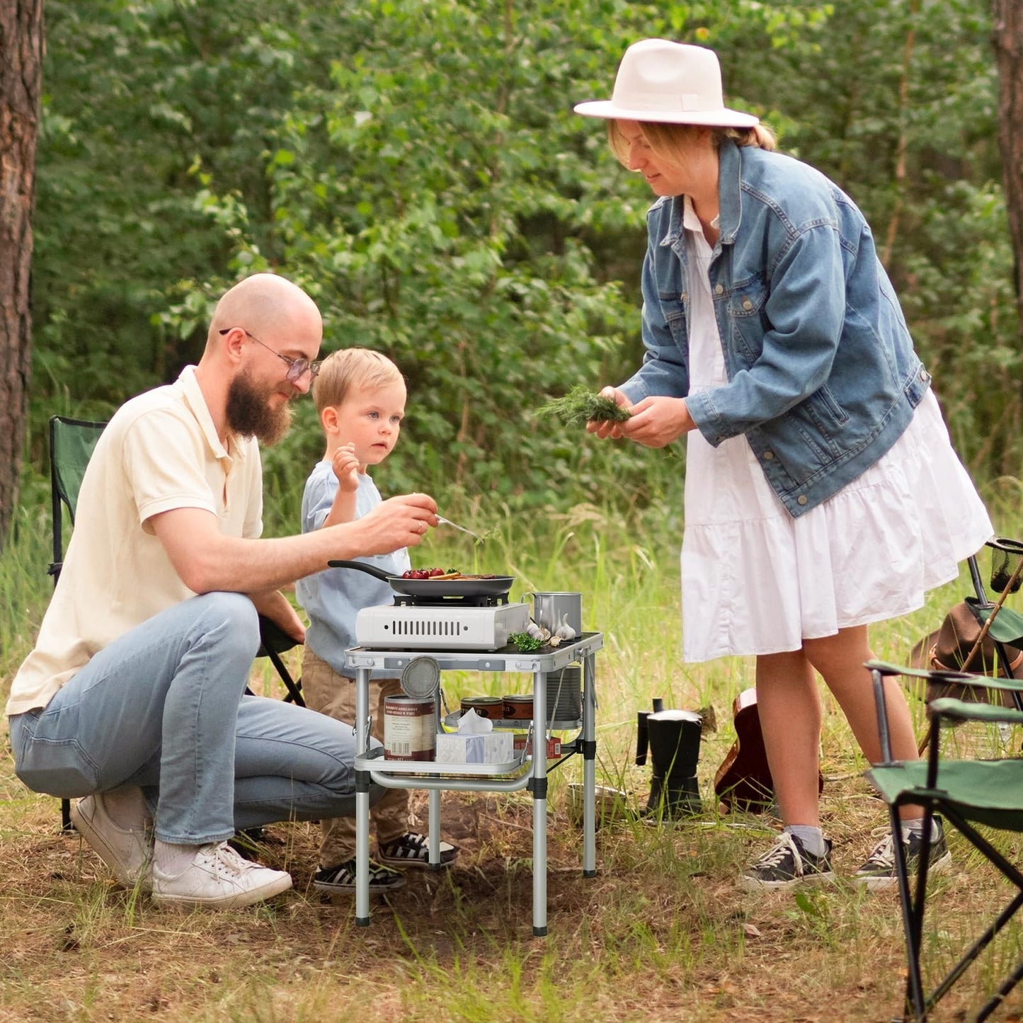 Portable Folding Camping Table 2ft with Side Racks & Storage Net - Lightweight A3