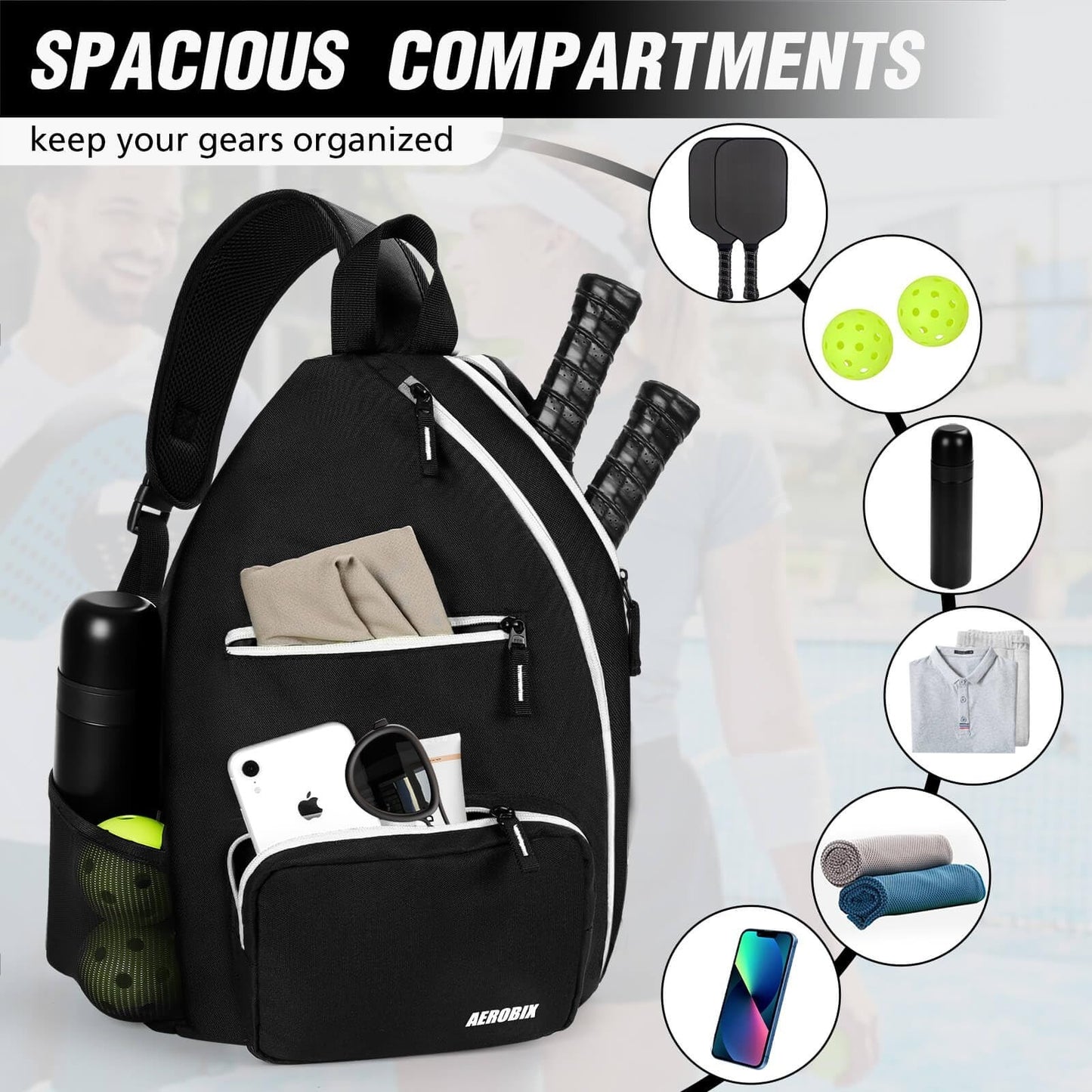Large Capacity Pickleball Backpack with Padded Paddle Pocket & Upgraded Zippers10