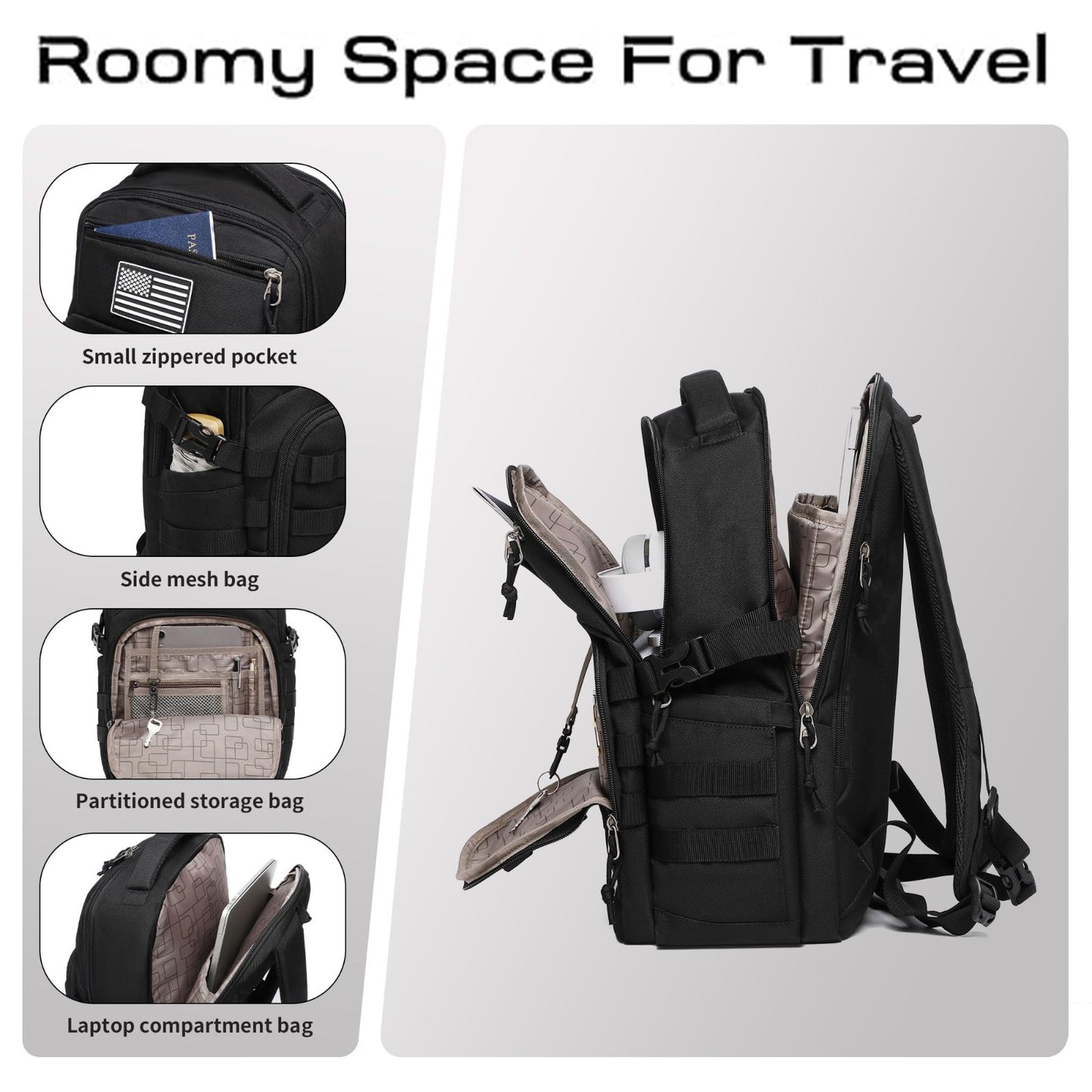 Tactical Military Backpack for Men   Small Black Assault Bag, Outdoor Gear3