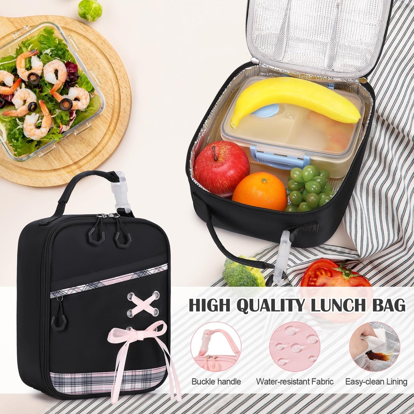 3PCS Girls School Backpack Set with Lunch Box & Pencil Pouch   Stylish & Durable5