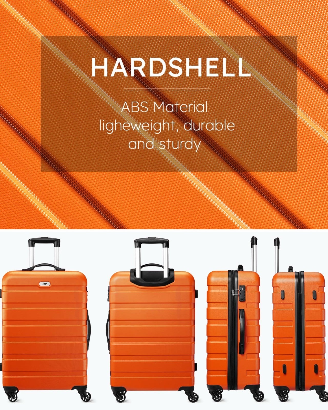 2-Piece Hard Shell Luggage Set with Spinner Wheels, 20" Carry-On & 28" Suitcase,7