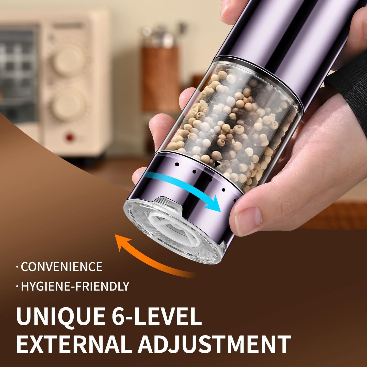 Electric Rechargeable Salt & Pepper Grinder Set   Automatic, Adjustable Coarsene2