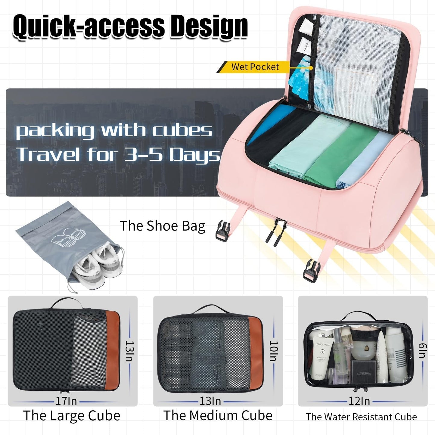 42L Travel Backpack with Packing Cubes, TSA Approved Carry-On, Water-Resistant,2